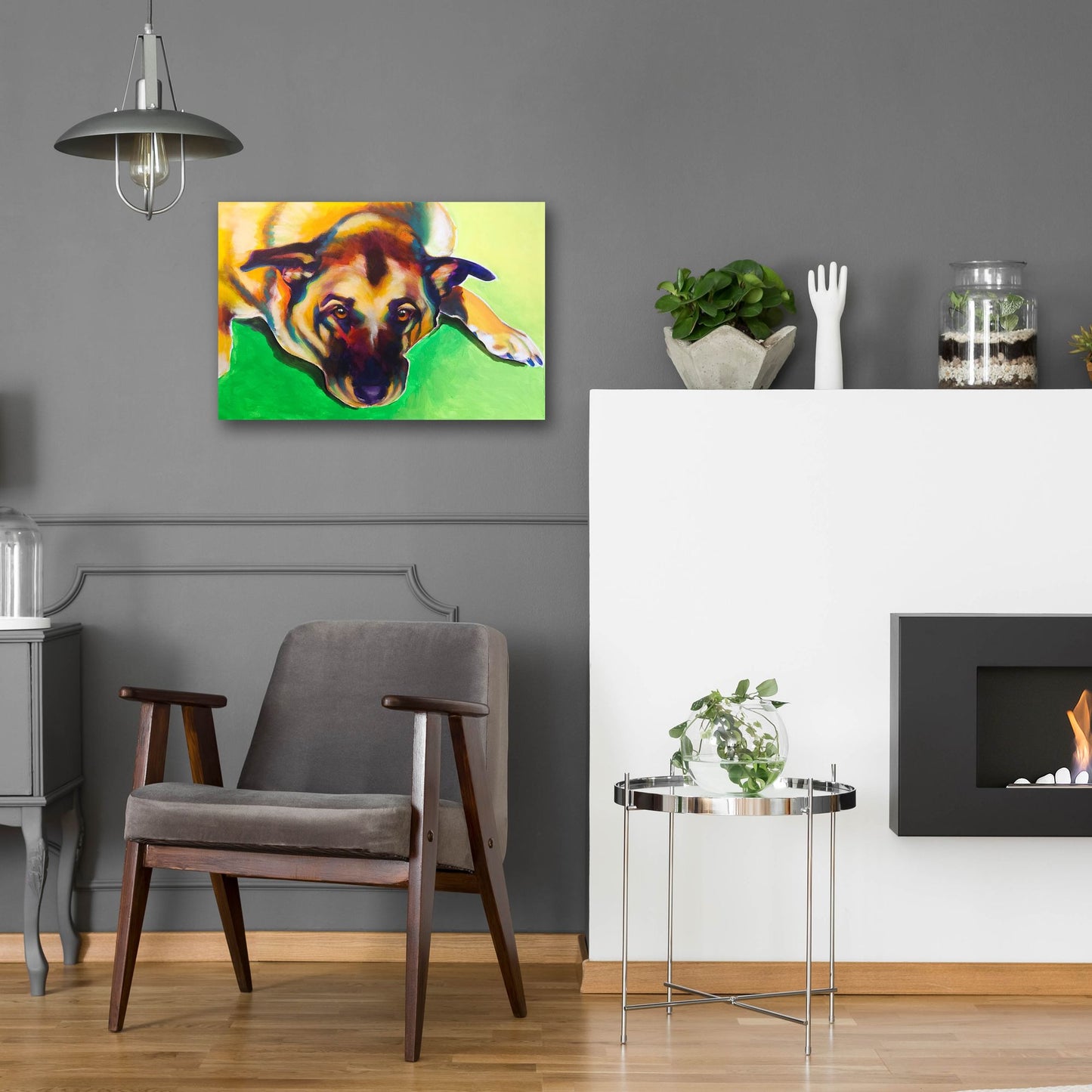 Epic Art 'German Shepherd - Stanley Boy2 by Dawg Painter, Acrylic Glass Wall Art,24x16