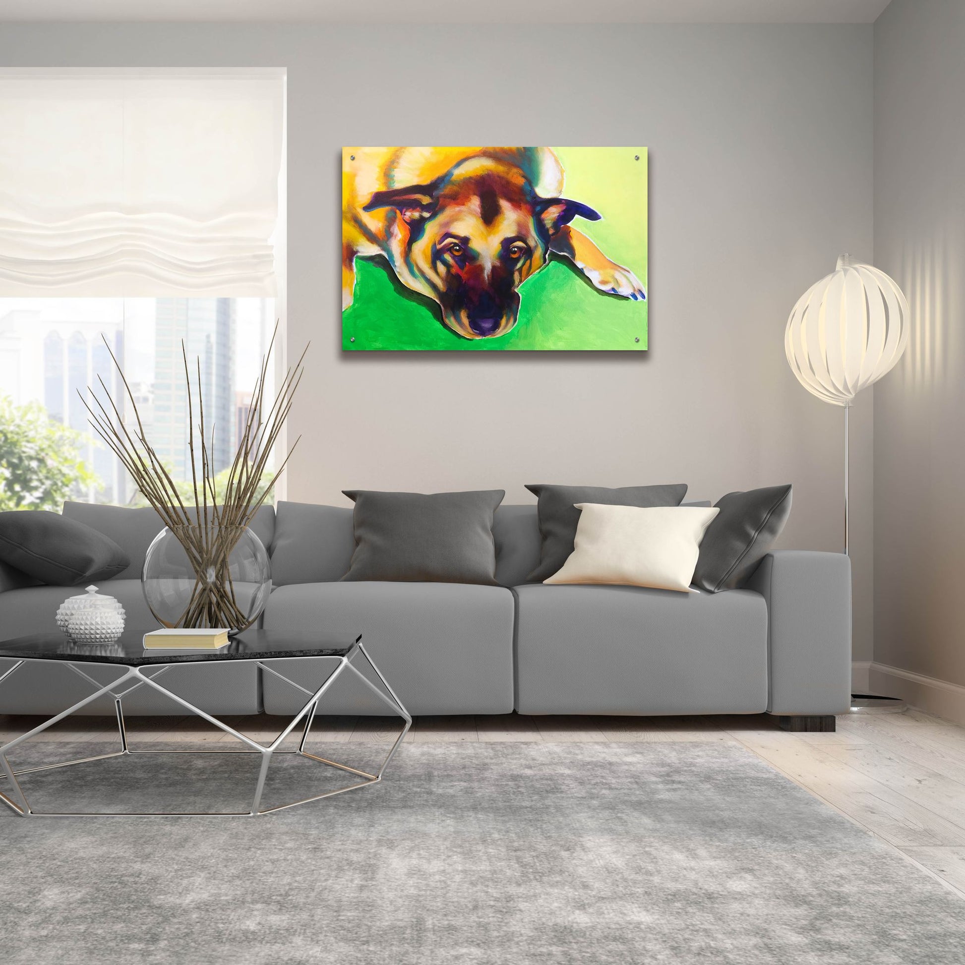 Epic Art 'German Shepherd - Stanley Boy2 by Dawg Painter, Acrylic Glass Wall Art,36x24