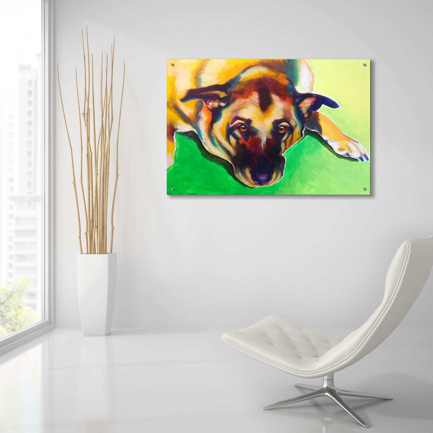 Epic Art 'German Shepherd - Stanley Boy2 by Dawg Painter, Acrylic Glass Wall Art,36x24