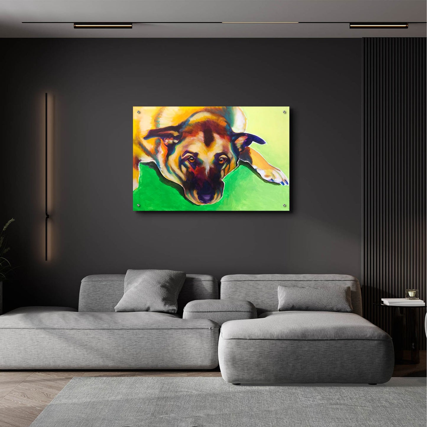 Epic Art 'German Shepherd - Stanley Boy2 by Dawg Painter, Acrylic Glass Wall Art,36x24