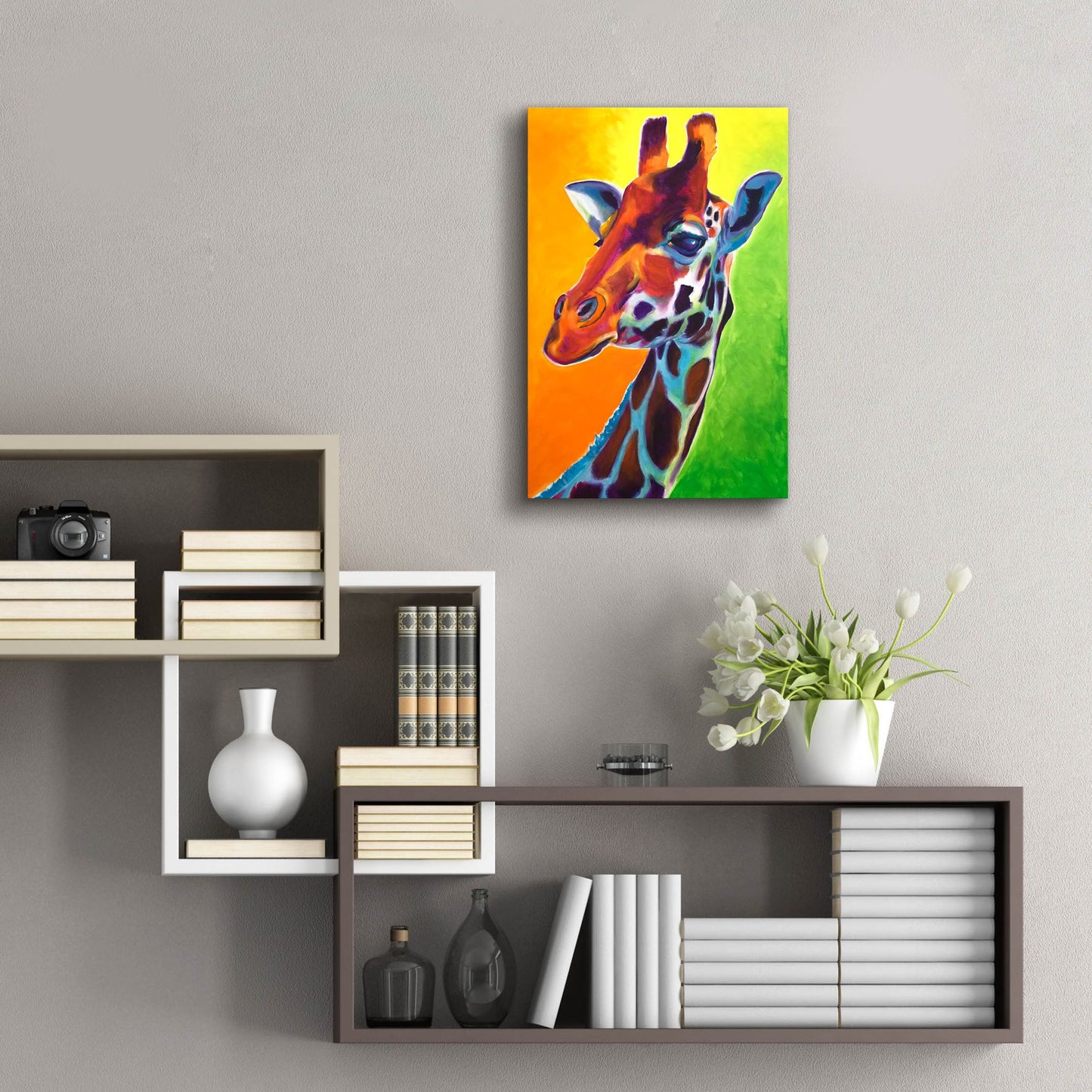 Epic Art 'Giraffe - Summer Fling2 by Dawg Painter, Acrylic Glass Wall Art,16x24