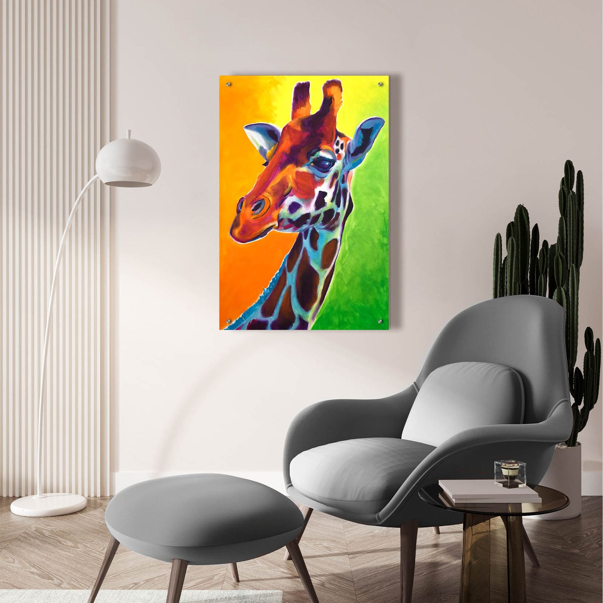 Epic Art 'Giraffe - Summer Fling2 by Dawg Painter, Acrylic Glass Wall Art,24x36