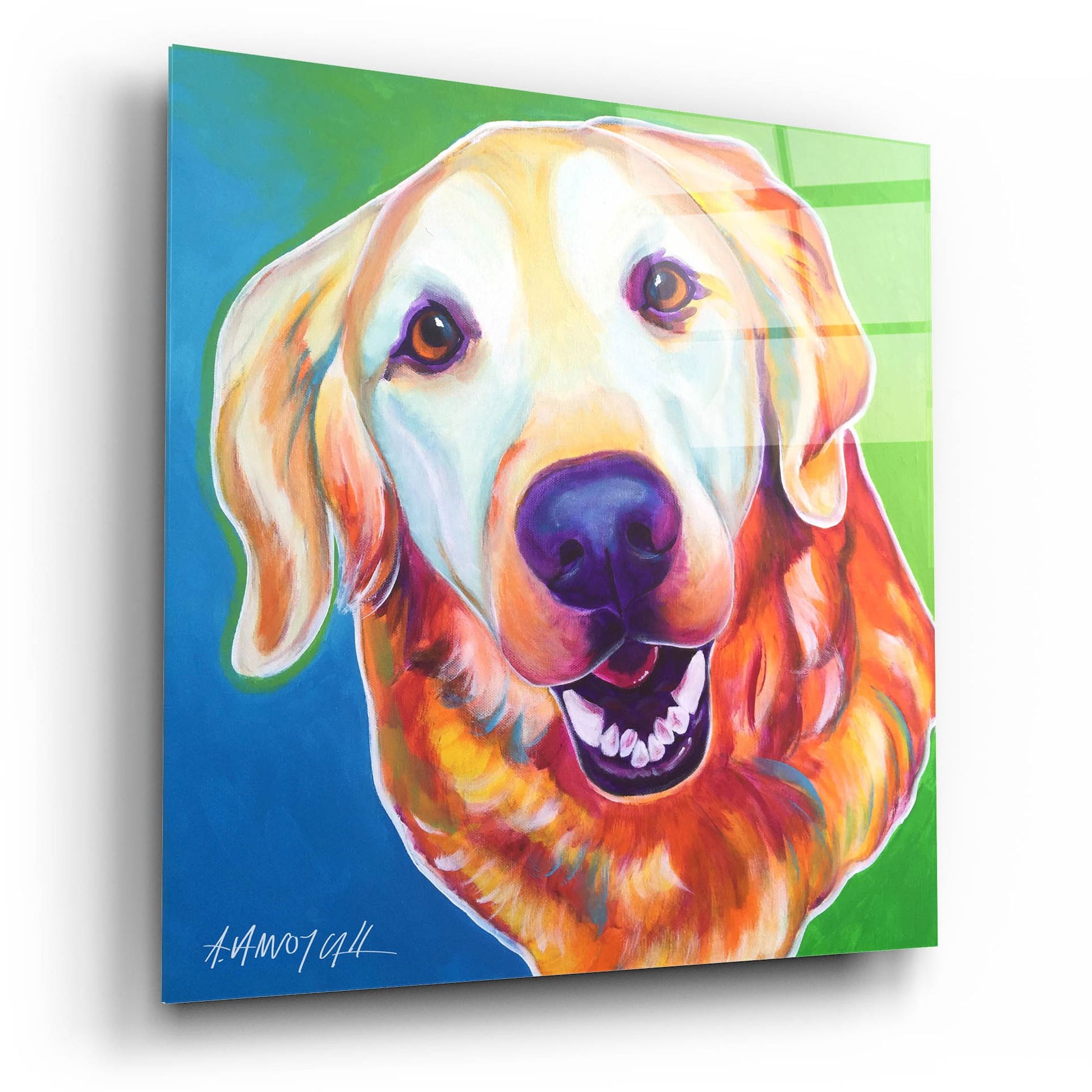 Epic Art 'Golden - Daisy Mae2 by Dawg Painter, Acrylic Glass Wall Art,12x12