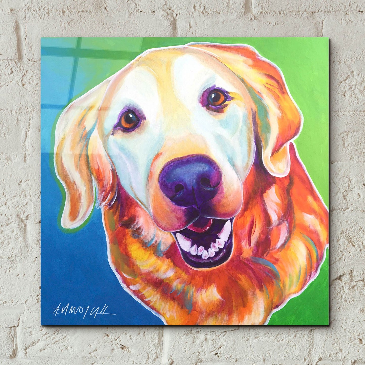 Epic Art 'Golden - Daisy Mae2 by Dawg Painter, Acrylic Glass Wall Art,12x12