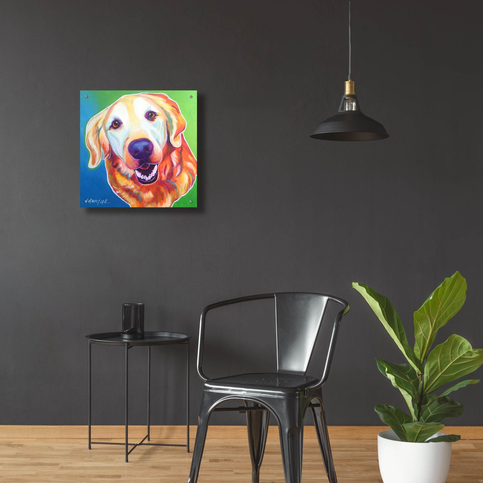 Epic Art 'Golden - Daisy Mae2 by Dawg Painter, Acrylic Glass Wall Art,24x24