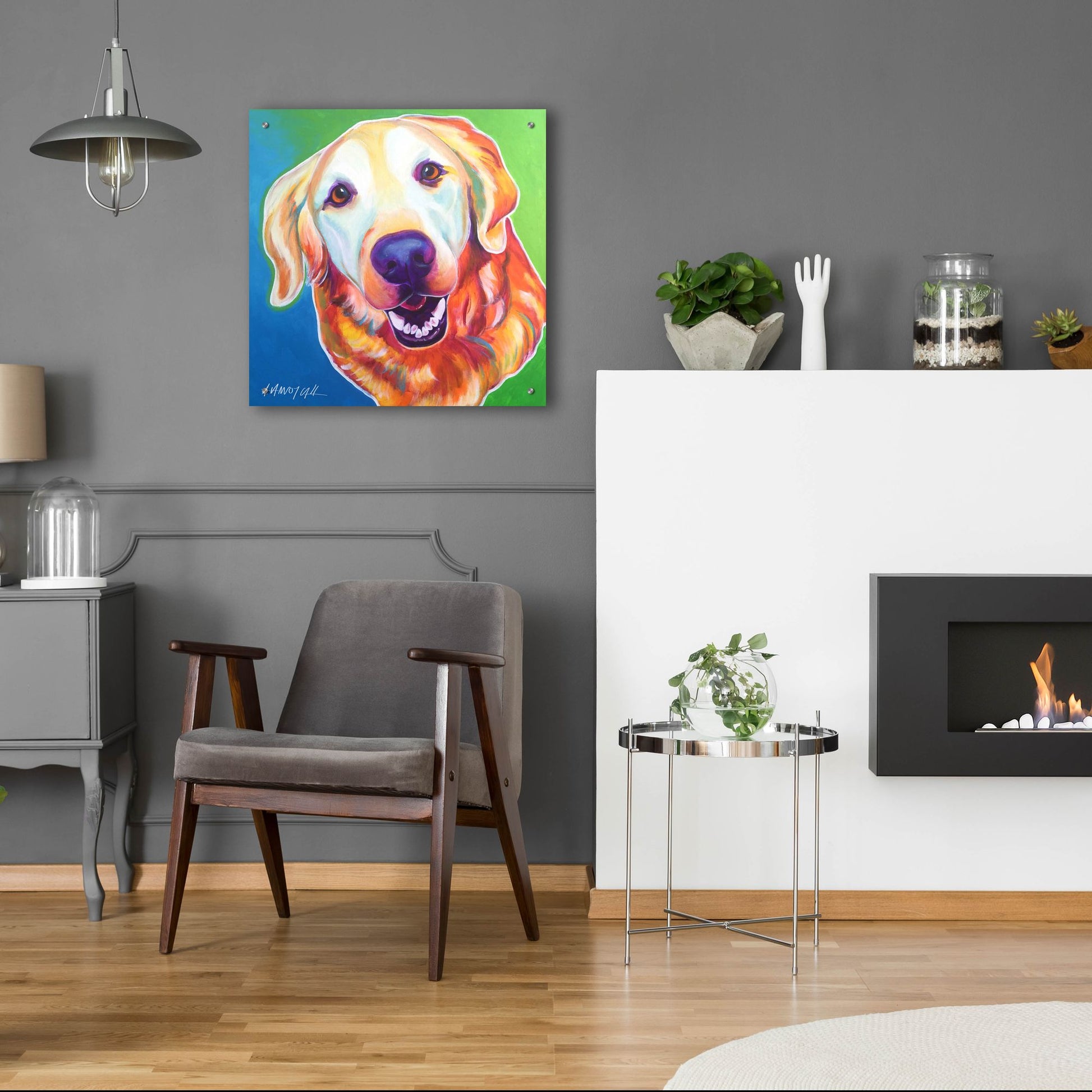 Epic Art 'Golden - Daisy Mae2 by Dawg Painter, Acrylic Glass Wall Art,24x24