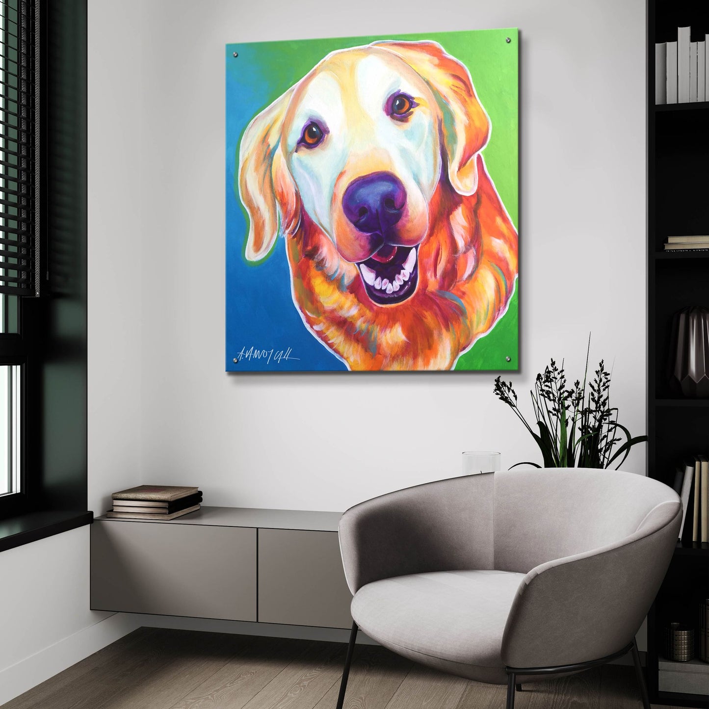 Epic Art 'Golden - Daisy Mae2 by Dawg Painter, Acrylic Glass Wall Art,36x36