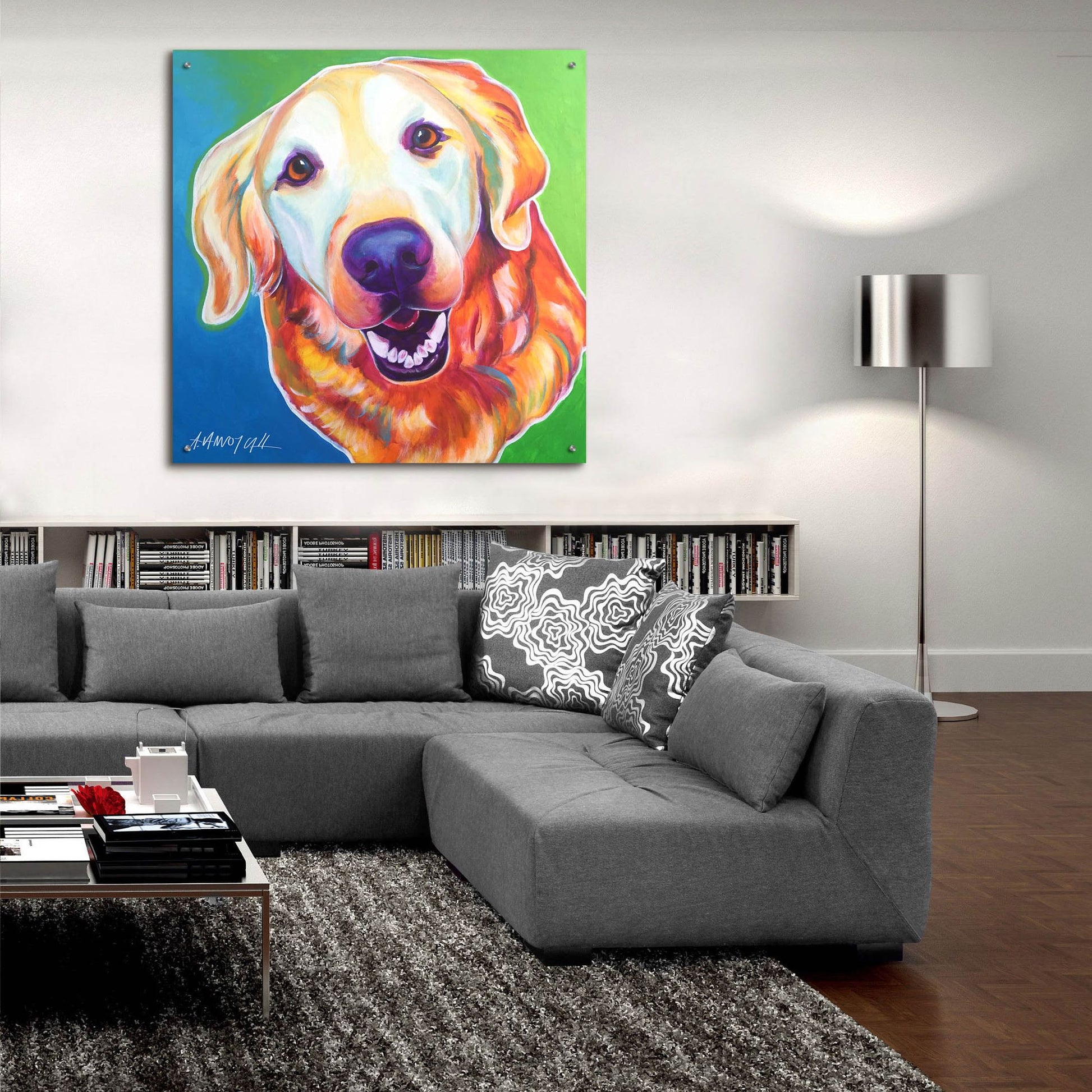 Epic Art 'Golden - Daisy Mae2 by Dawg Painter, Acrylic Glass Wall Art,36x36