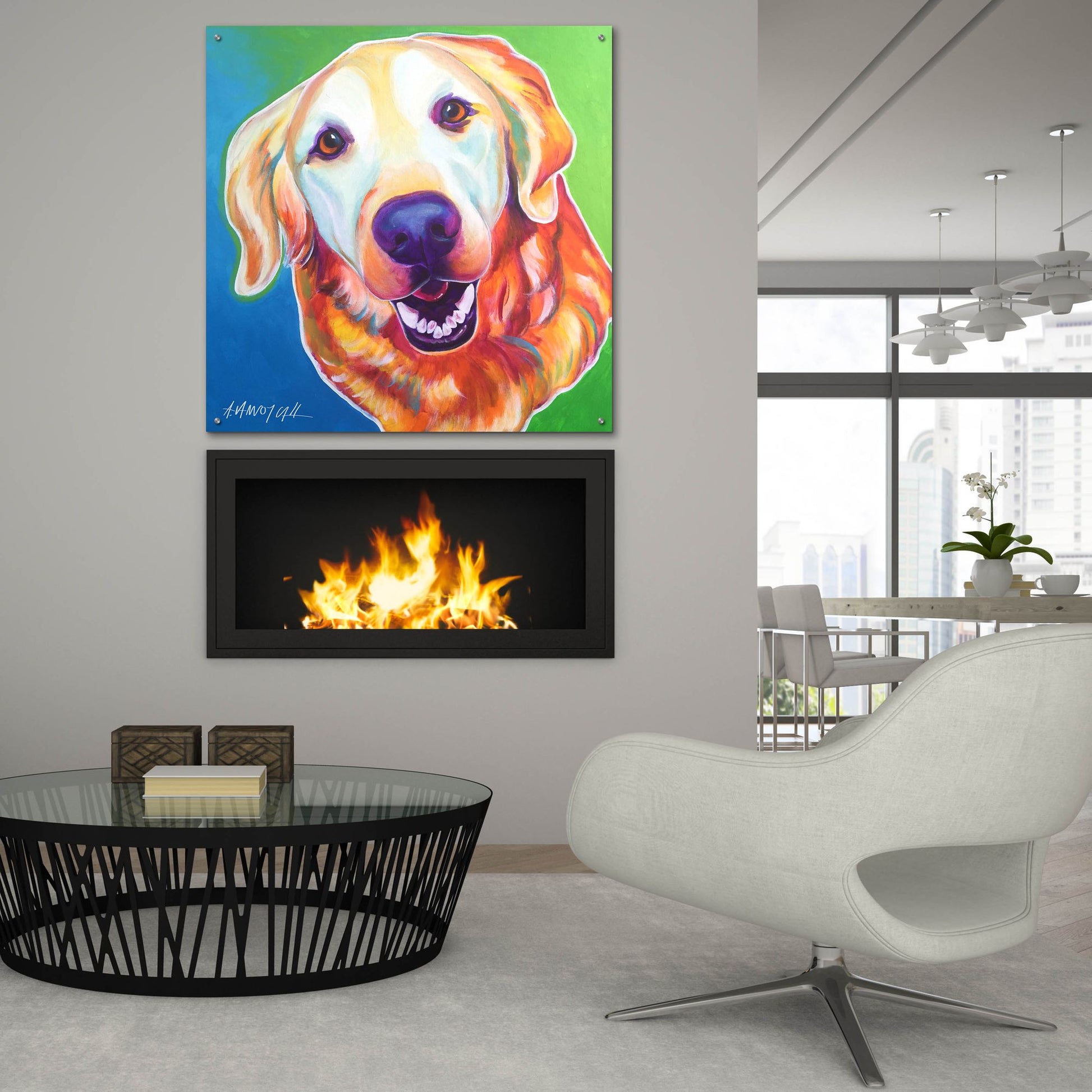 Epic Art 'Golden - Daisy Mae2 by Dawg Painter, Acrylic Glass Wall Art,36x36