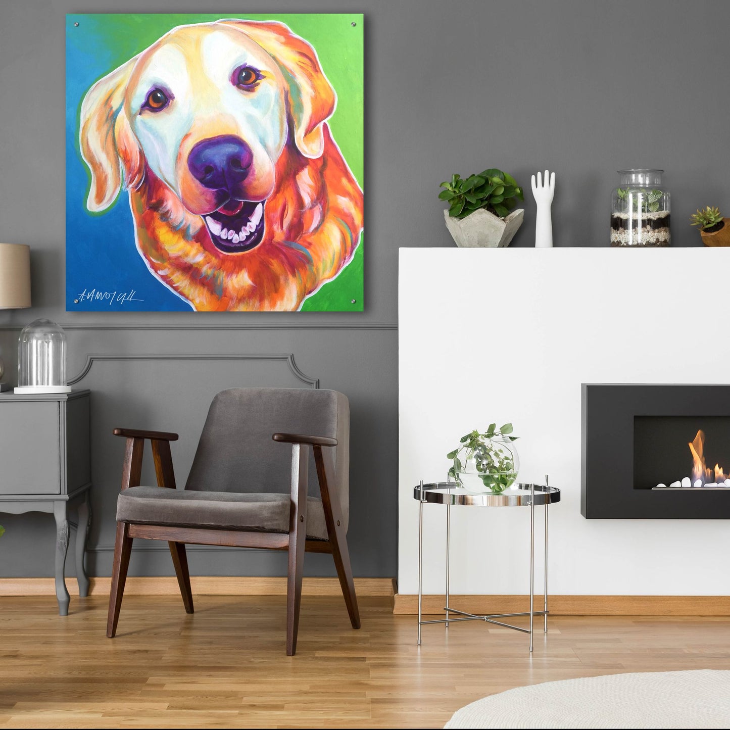 Epic Art 'Golden - Daisy Mae2 by Dawg Painter, Acrylic Glass Wall Art,36x36