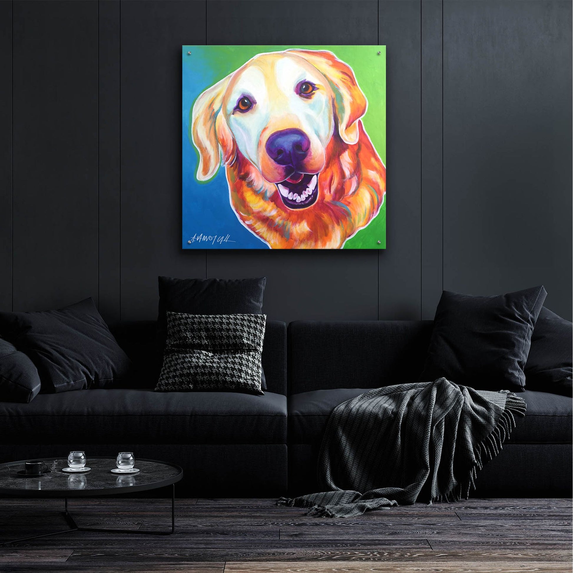 Epic Art 'Golden - Daisy Mae2 by Dawg Painter, Acrylic Glass Wall Art,36x36