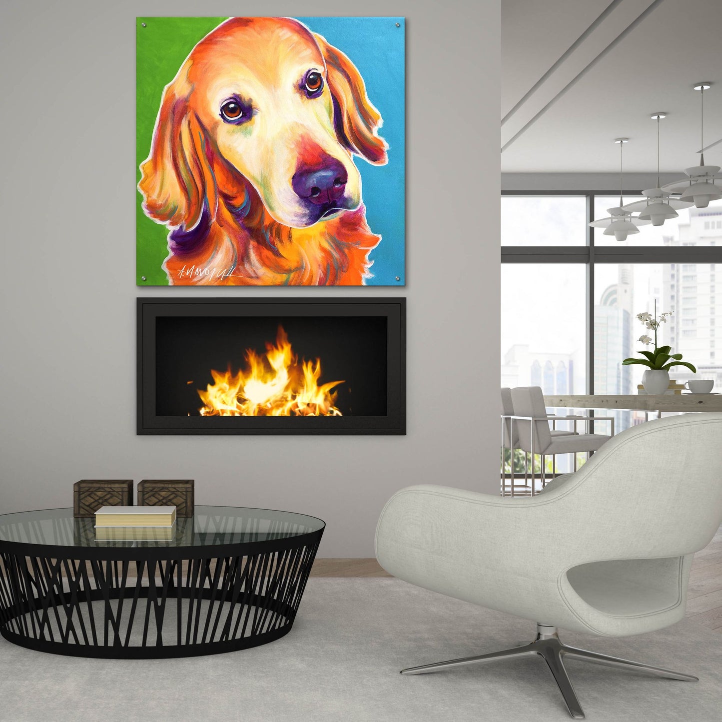 Epic Art 'Golden - Jackson2 by Dawg Painter, Acrylic Glass Wall Art,36x36