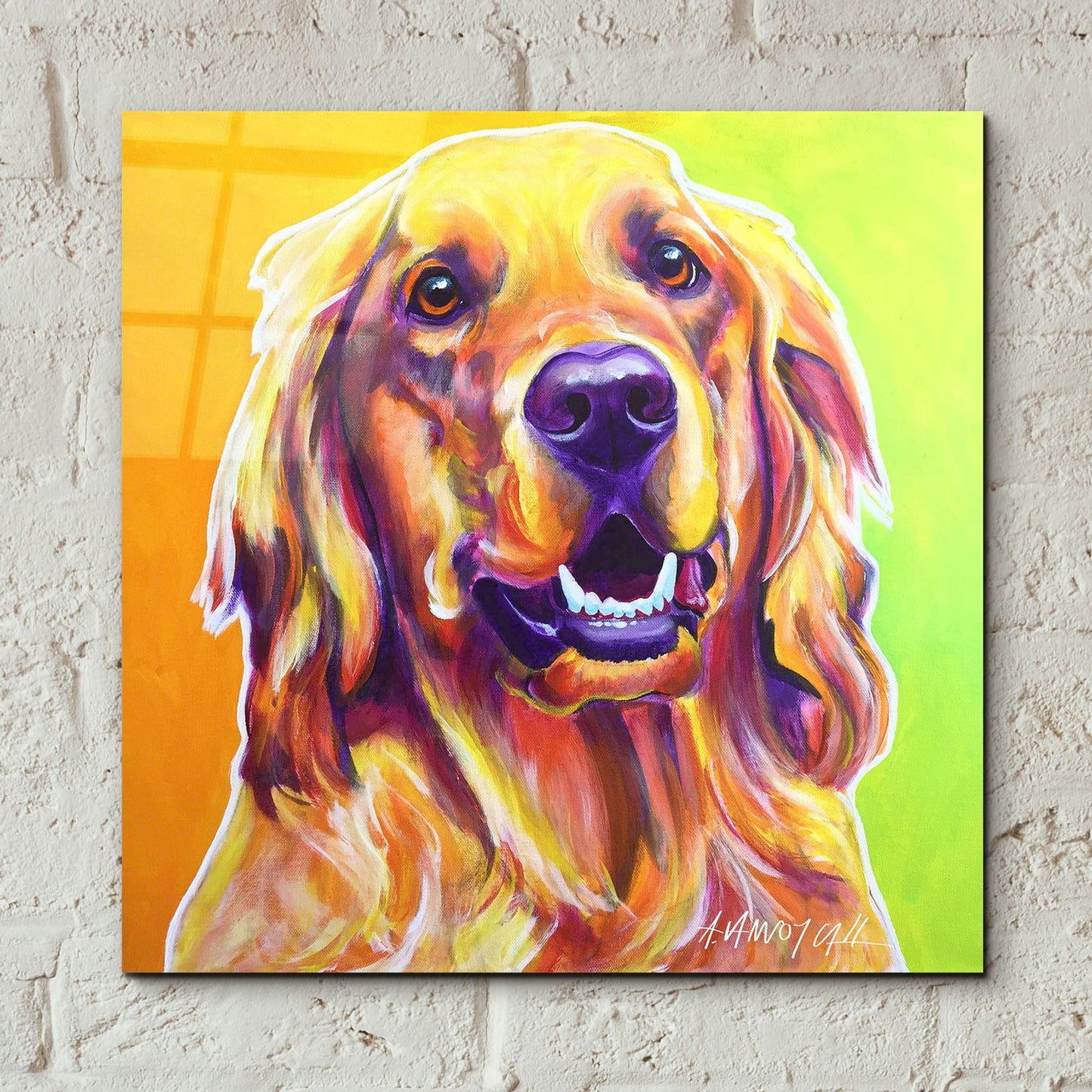 Epic Art 'Golden - Jasper2 by Dawg Painter, Acrylic Glass Wall Art,12x12