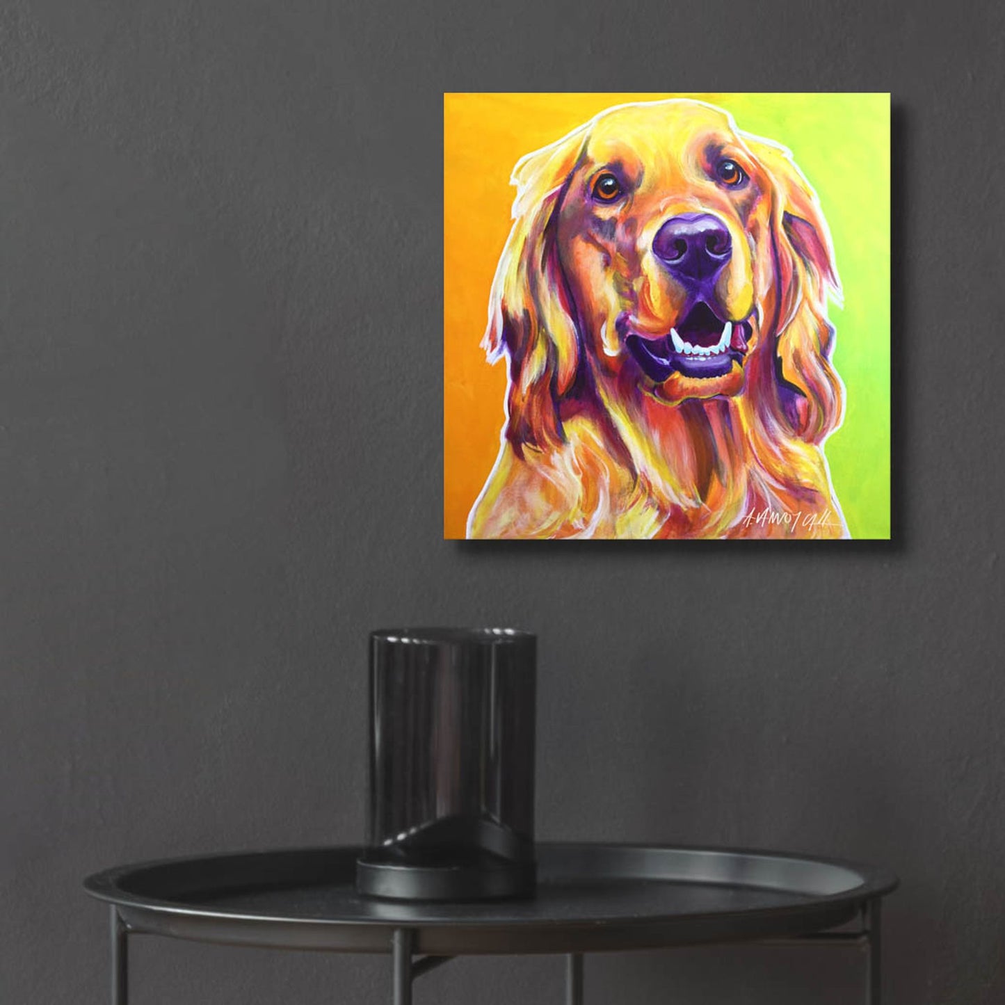 Epic Art 'Golden - Jasper2 by Dawg Painter, Acrylic Glass Wall Art,12x12