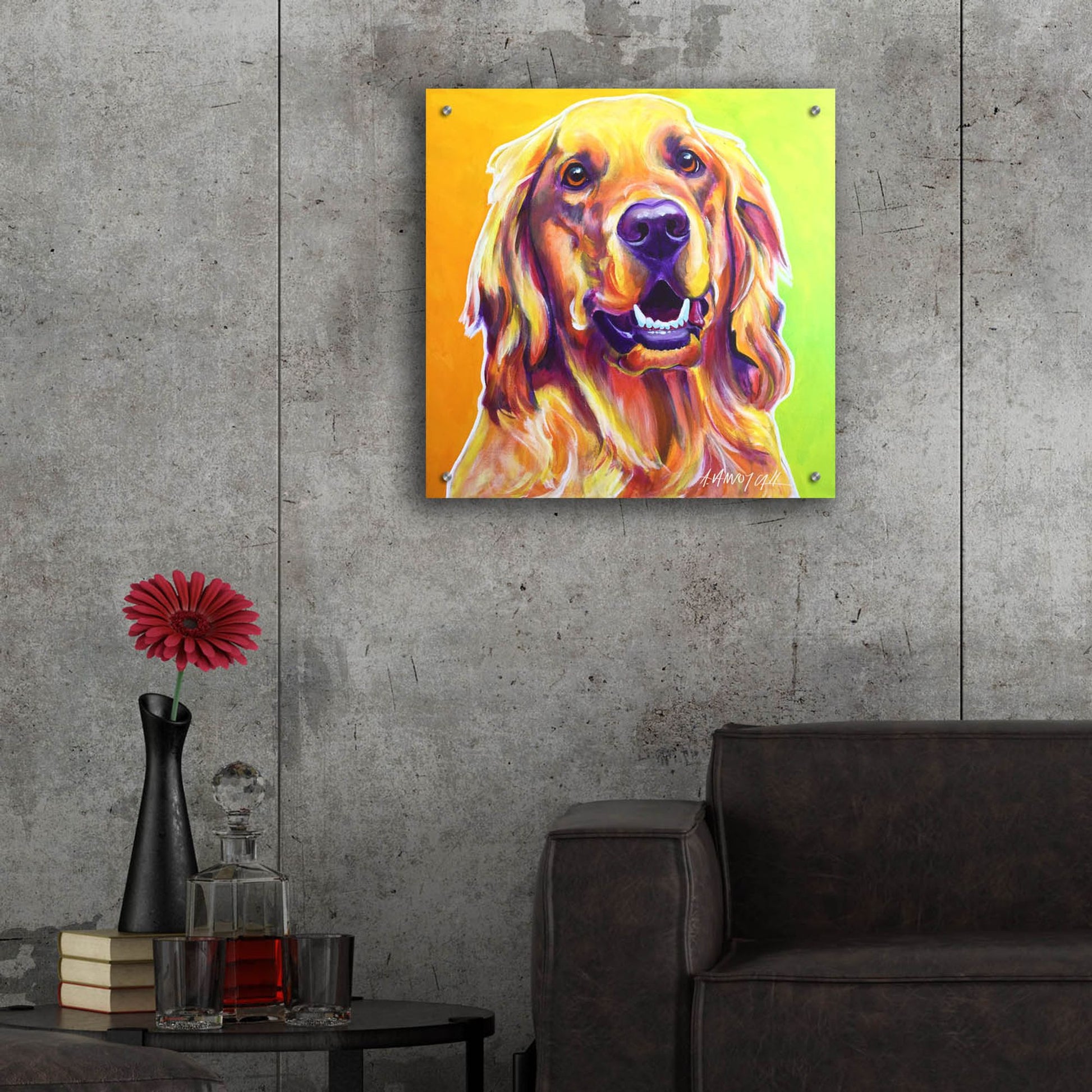 Epic Art 'Golden - Jasper2 by Dawg Painter, Acrylic Glass Wall Art,24x24