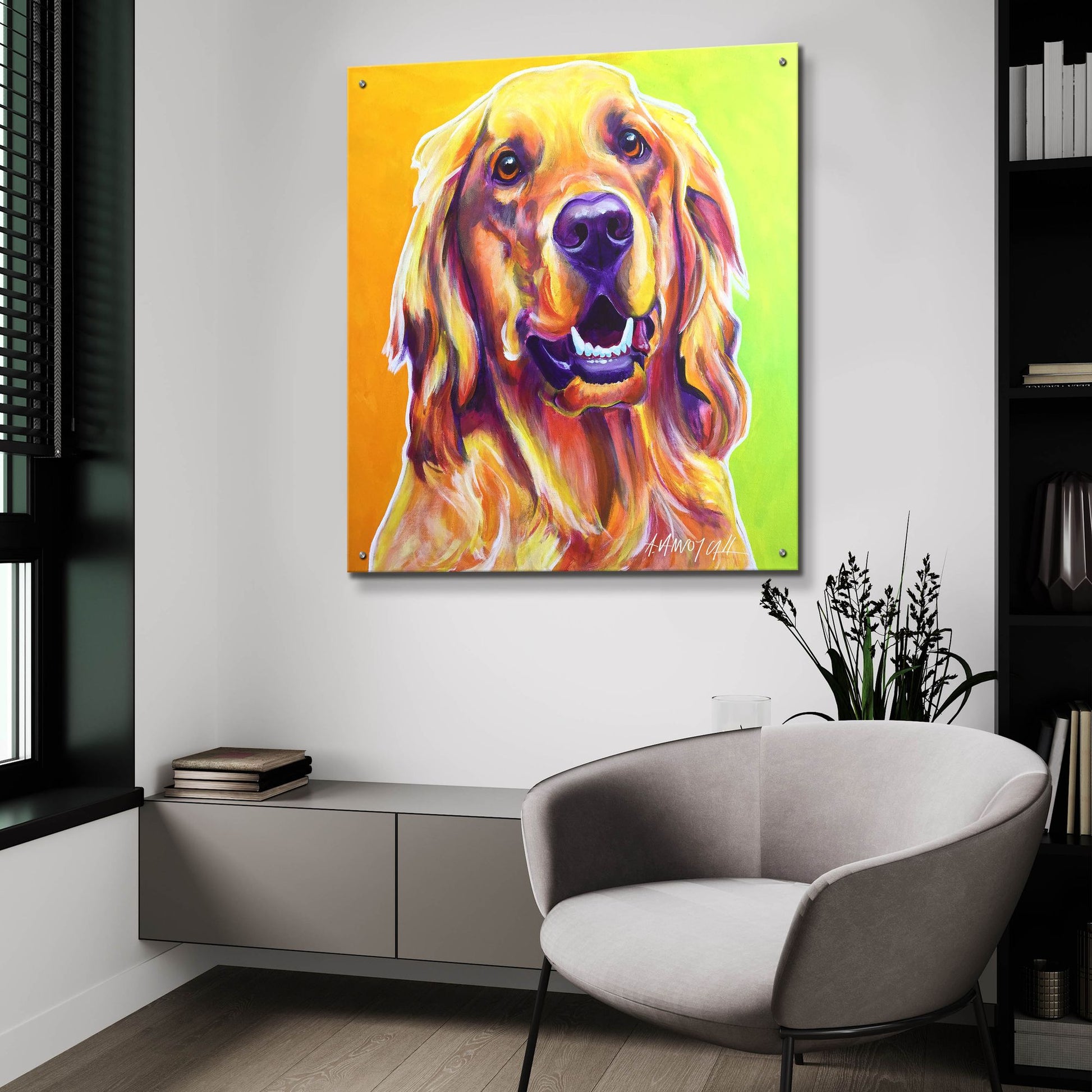 Epic Art 'Golden - Jasper2 by Dawg Painter, Acrylic Glass Wall Art,36x36