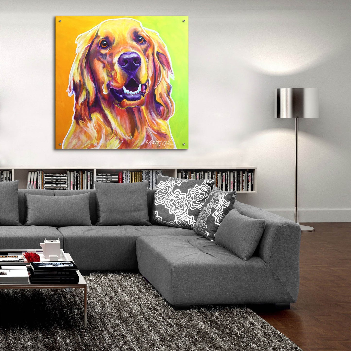 Epic Art 'Golden - Jasper2 by Dawg Painter, Acrylic Glass Wall Art,36x36