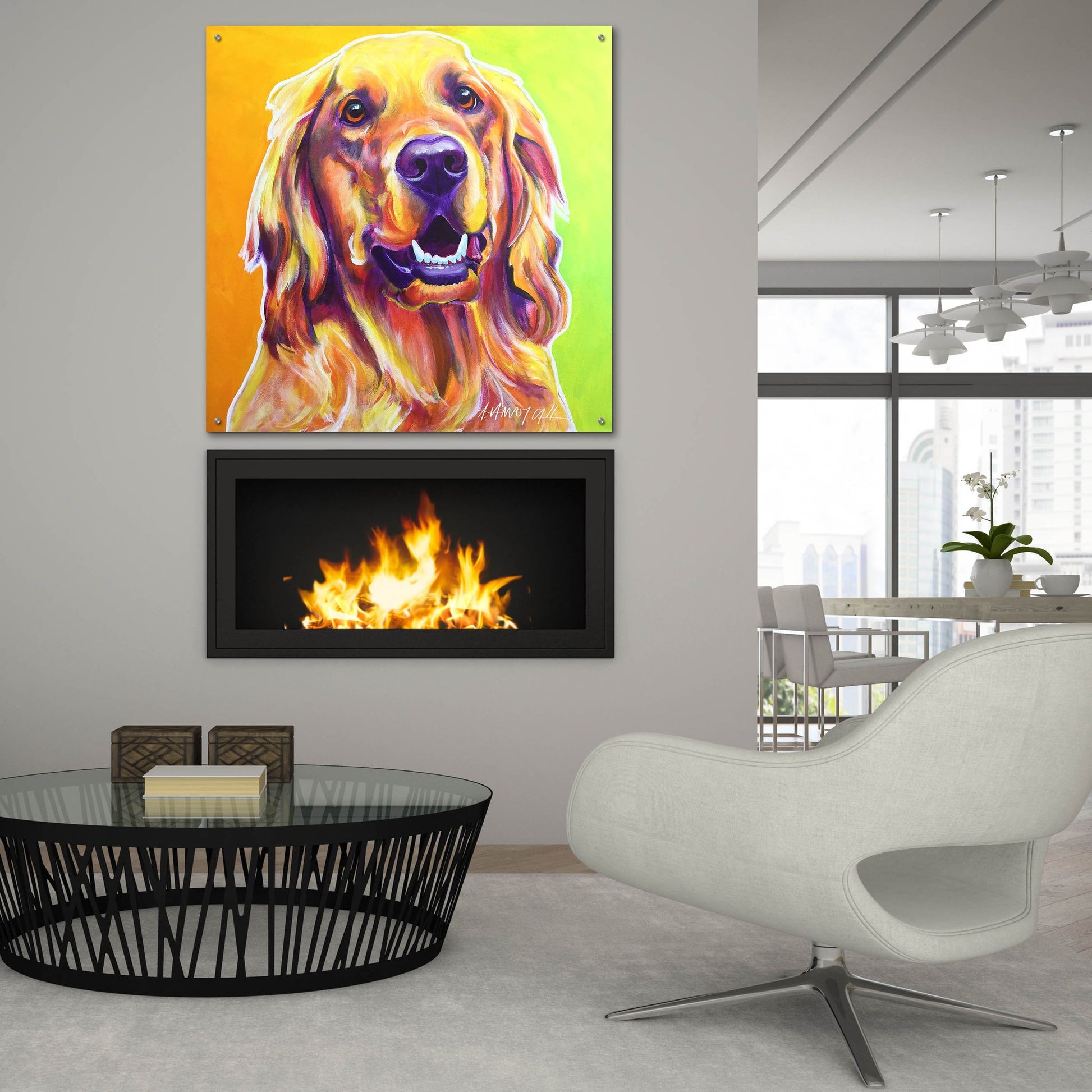 Epic Art 'Golden - Jasper2 by Dawg Painter, Acrylic Glass Wall Art,36x36