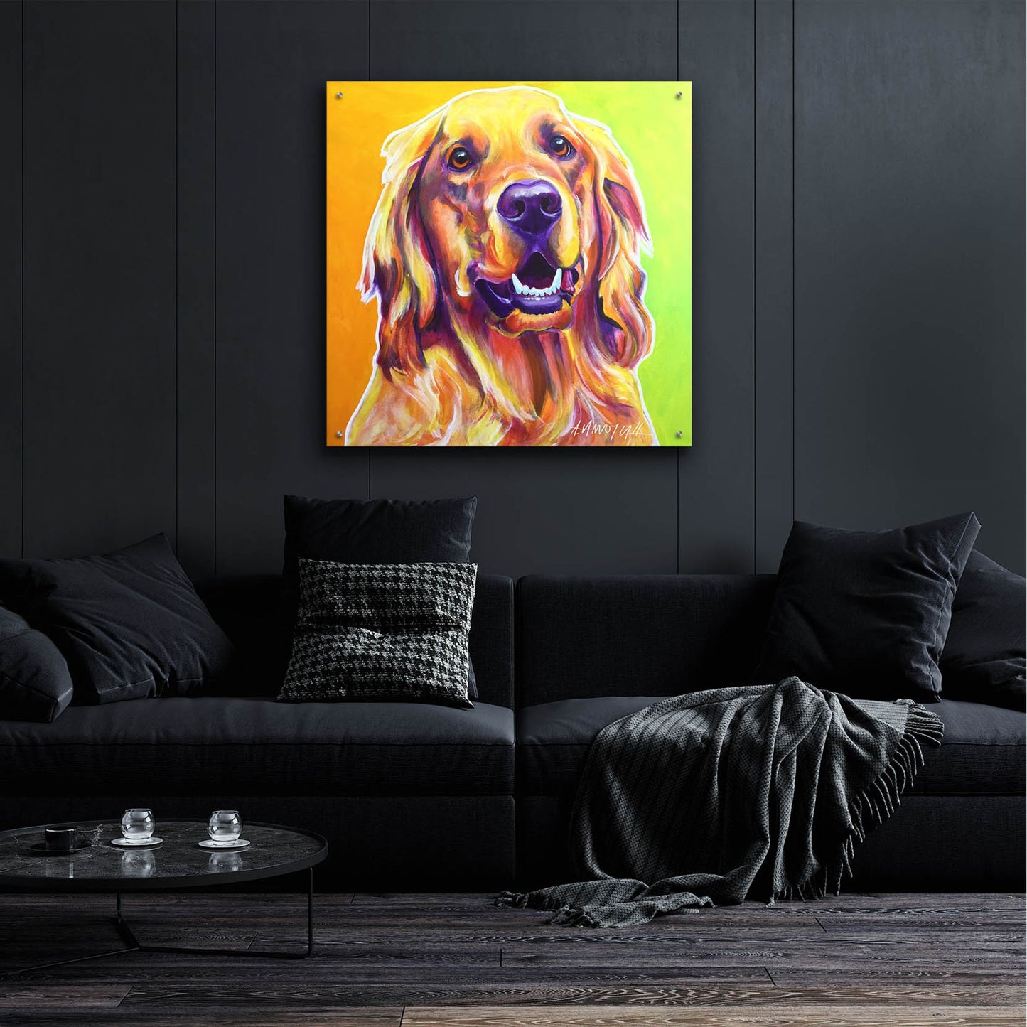 Epic Art 'Golden - Jasper2 by Dawg Painter, Acrylic Glass Wall Art,36x36