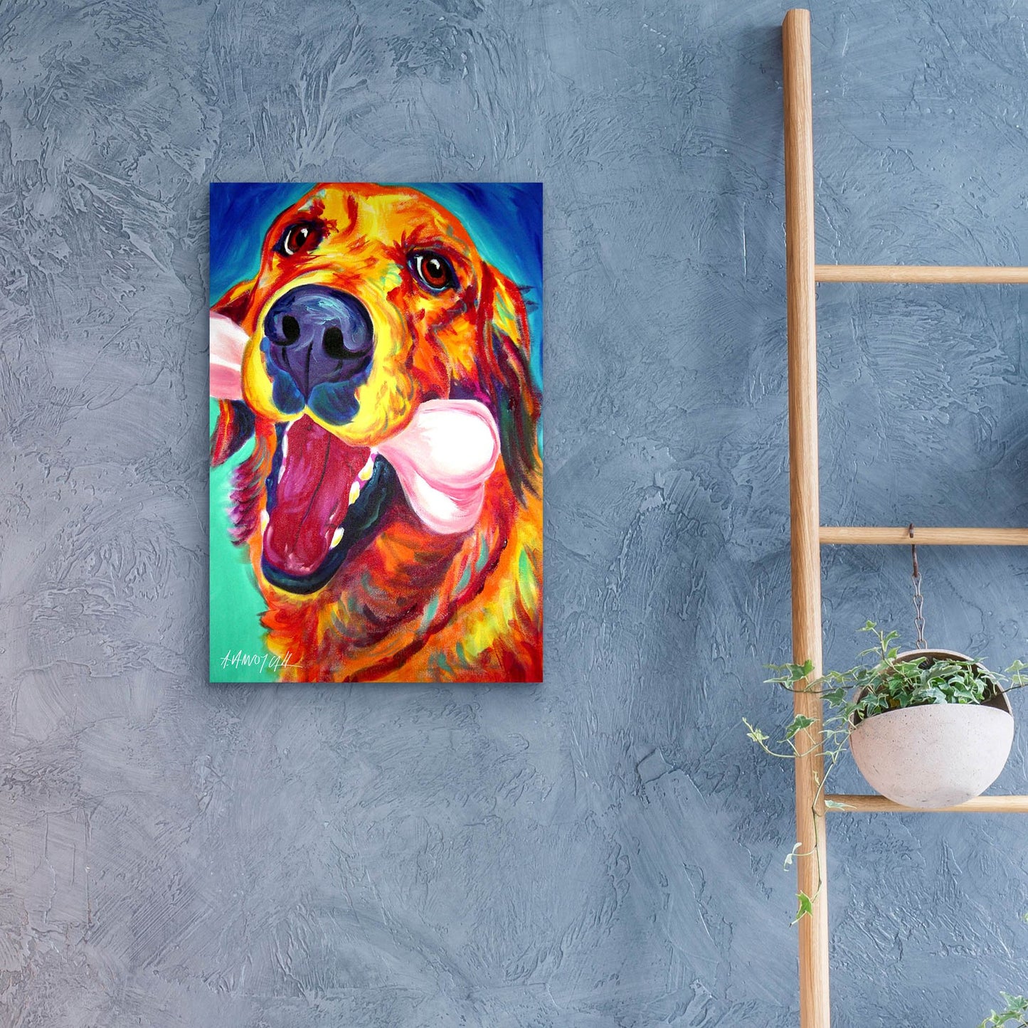 Epic Art 'Golden - My Favorite Bone2 by Dawg Painter, Acrylic Glass Wall Art,16x24