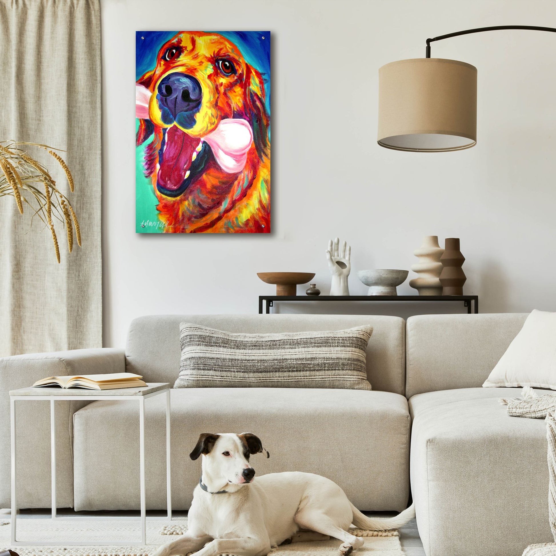 Epic Art 'Golden - My Favorite Bone2 by Dawg Painter, Acrylic Glass Wall Art,24x36