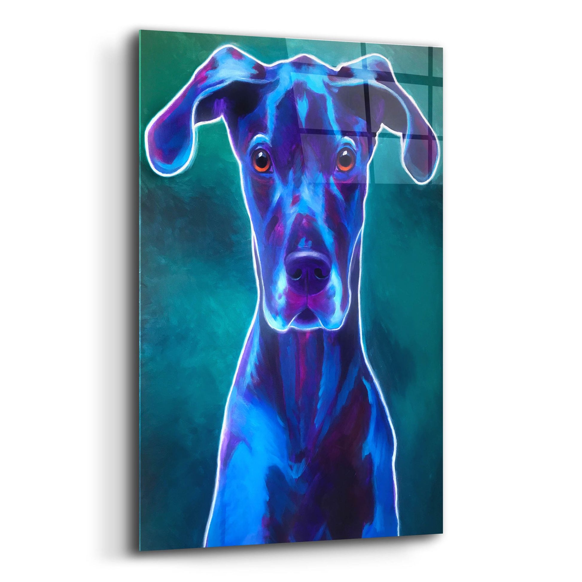 Epic Art 'Great Dane - Blue2 by Dawg Painter, Acrylic Glass Wall Art,12x16