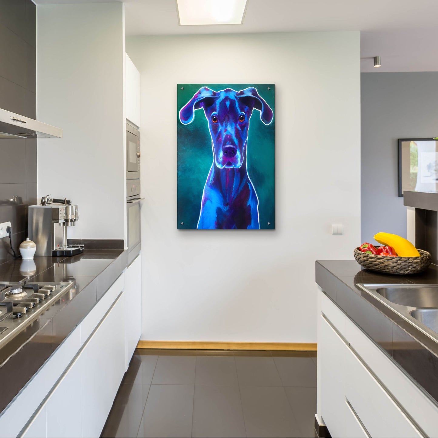 Epic Art 'Great Dane - Blue2 by Dawg Painter, Acrylic Glass Wall Art,24x36