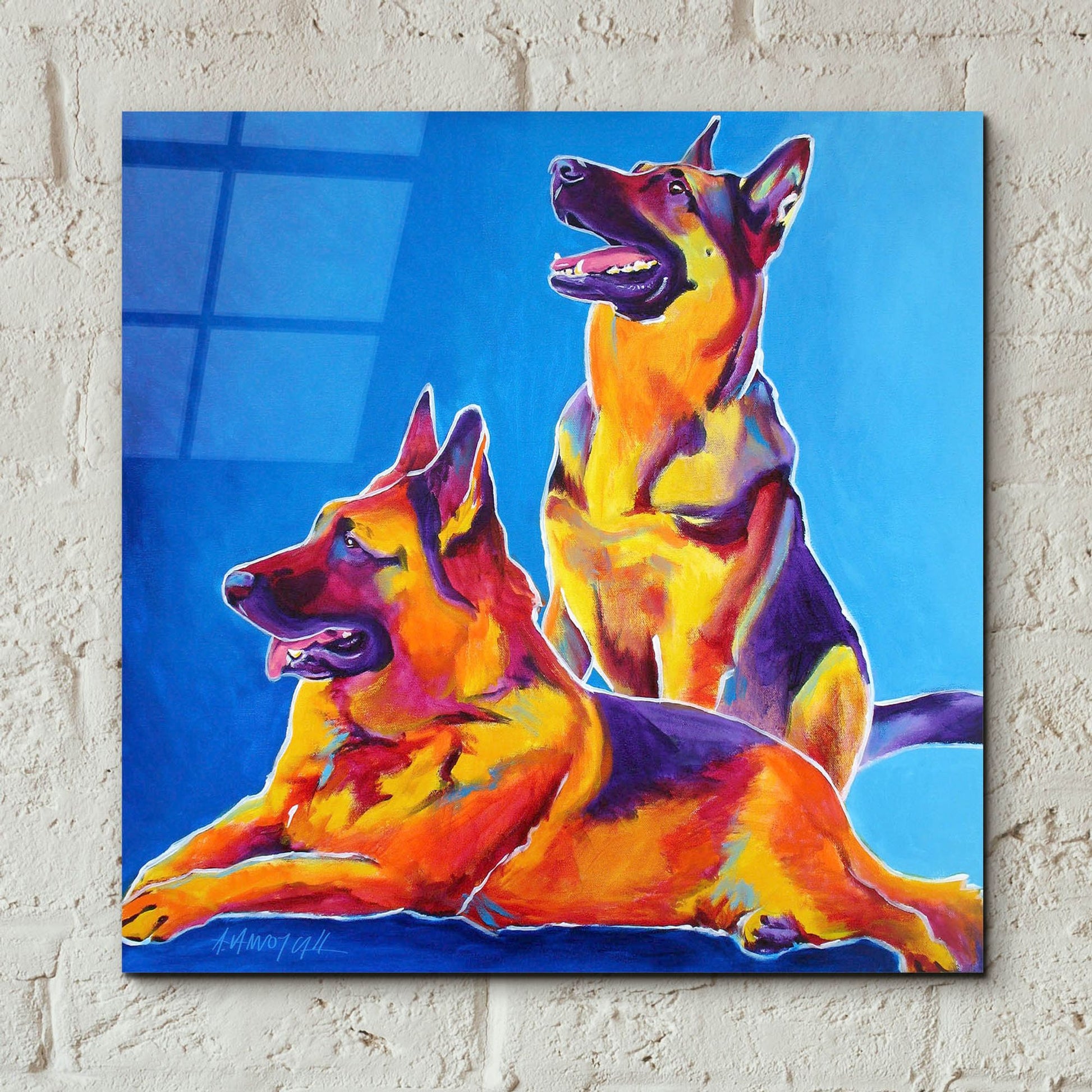 Epic Art 'Gsd - Erin And Eiko2 by Dawg Painter, Acrylic Glass Wall Art,12x12