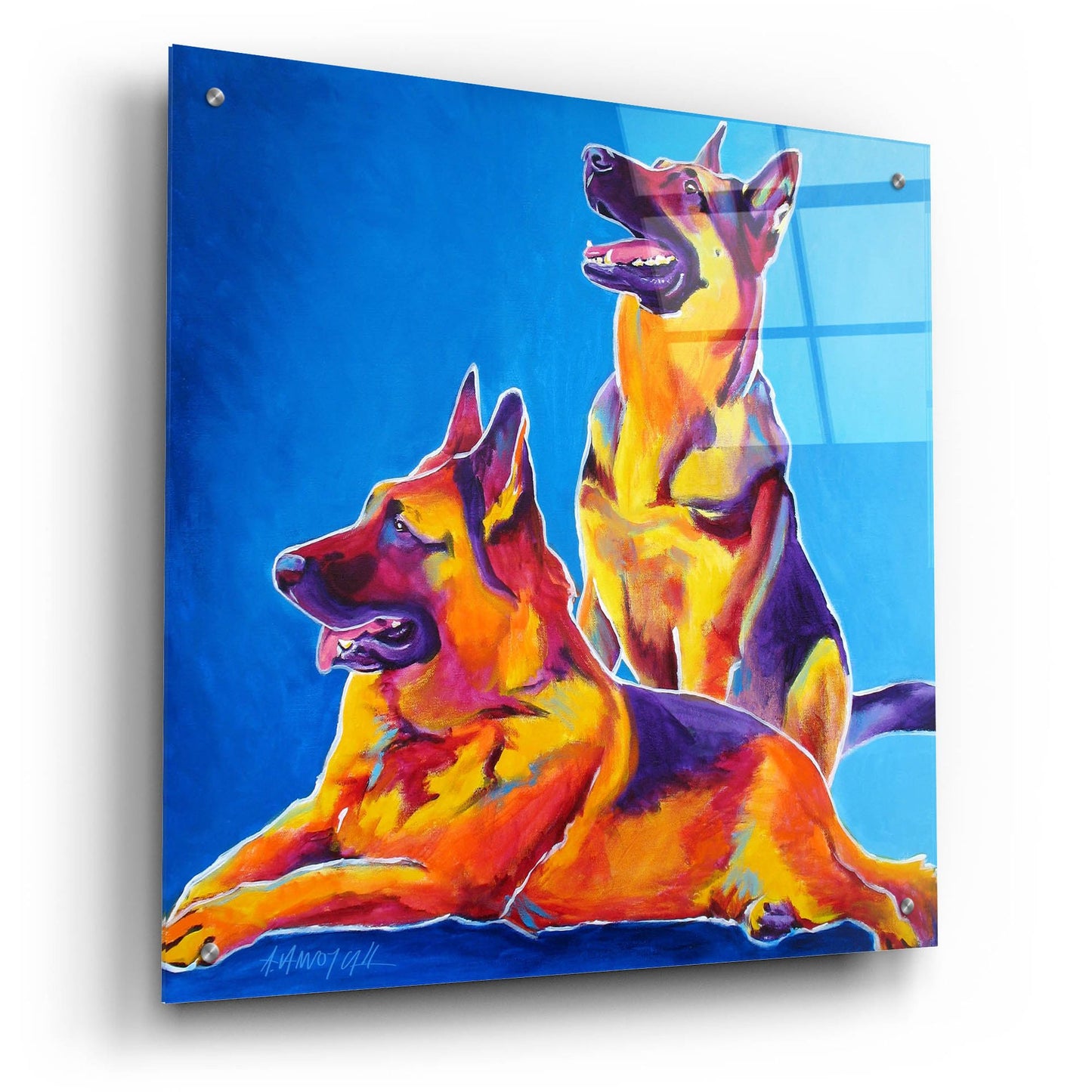 Epic Art 'Gsd - Erin And Eiko2 by Dawg Painter, Acrylic Glass Wall Art,24x24