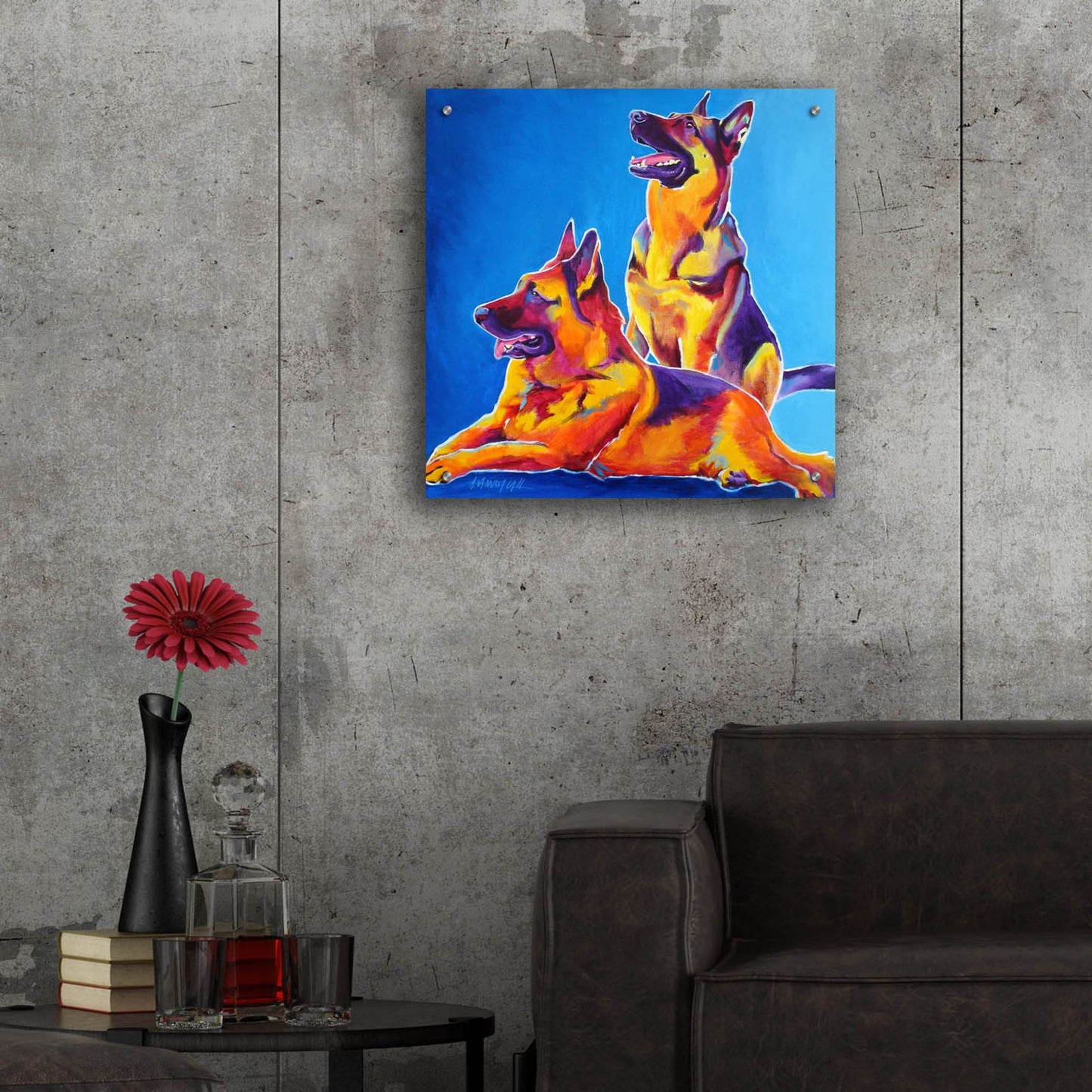 Epic Art 'Gsd - Erin And Eiko2 by Dawg Painter, Acrylic Glass Wall Art,24x24