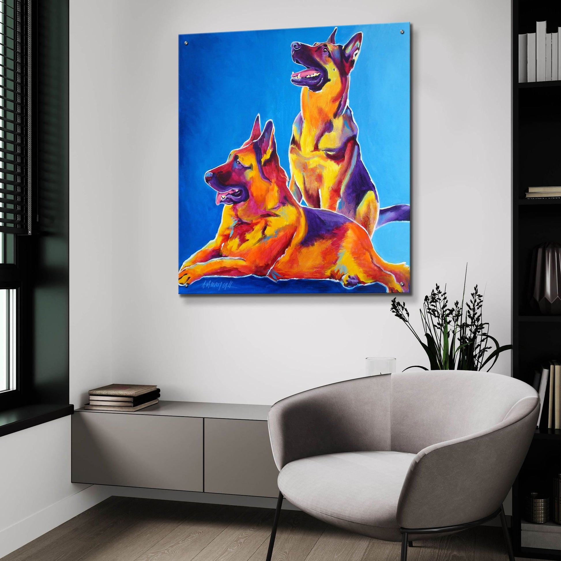 Epic Art 'Gsd - Erin And Eiko2 by Dawg Painter, Acrylic Glass Wall Art,36x36