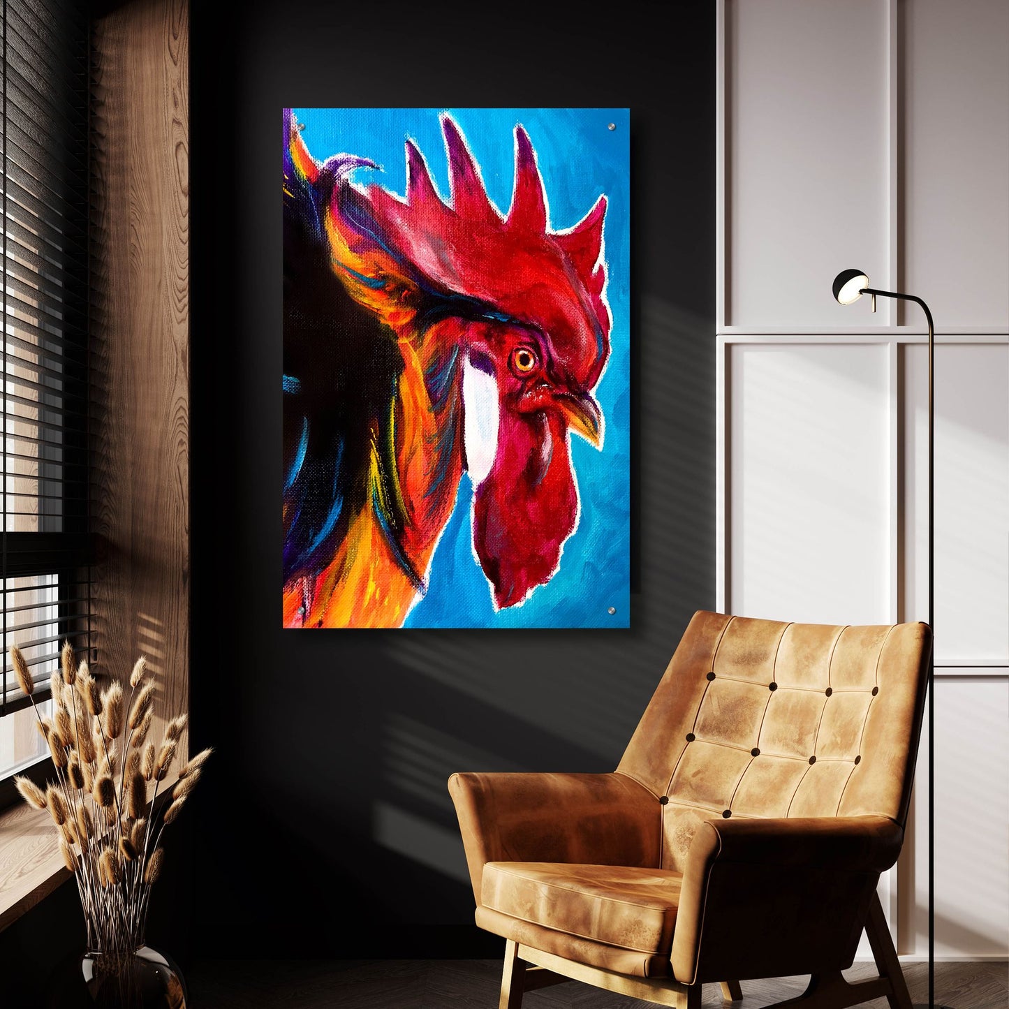 Epic Art 'Chicken - Charles2 by Dawg Painter, Acrylic Glass Wall Art,24x36