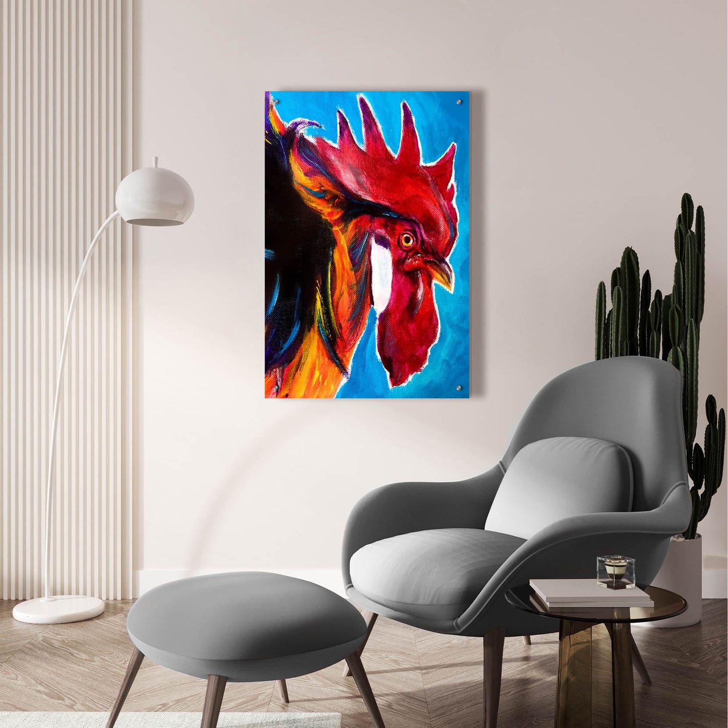 Epic Art 'Chicken - Charles2 by Dawg Painter, Acrylic Glass Wall Art,24x36