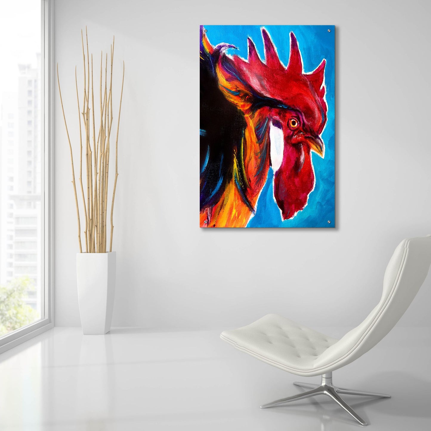 Epic Art 'Chicken - Charles2 by Dawg Painter, Acrylic Glass Wall Art,24x36