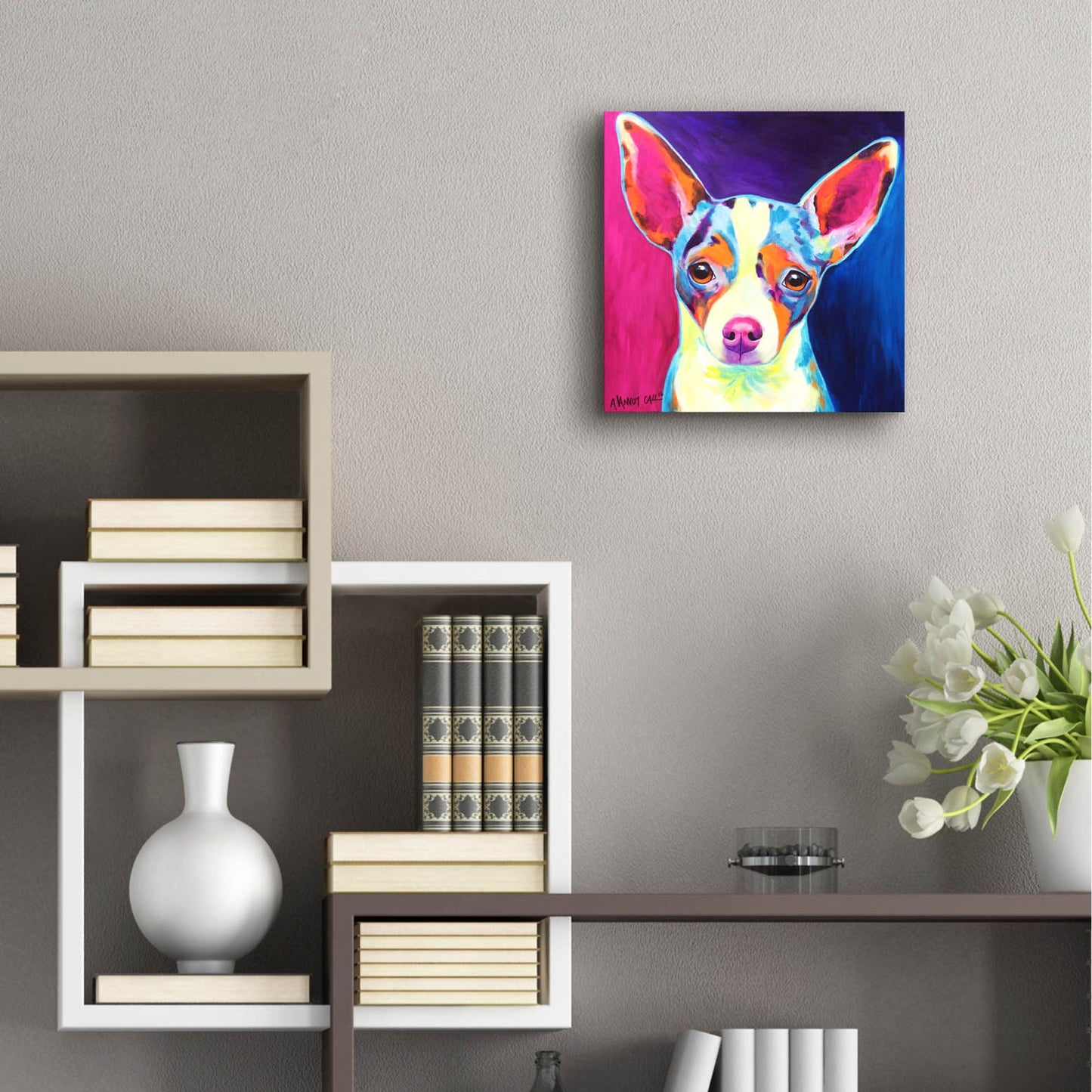 Epic Art 'Chihuahua - Brady 2 by Dawg Painter, Acrylic Glass Wall Art,12x12