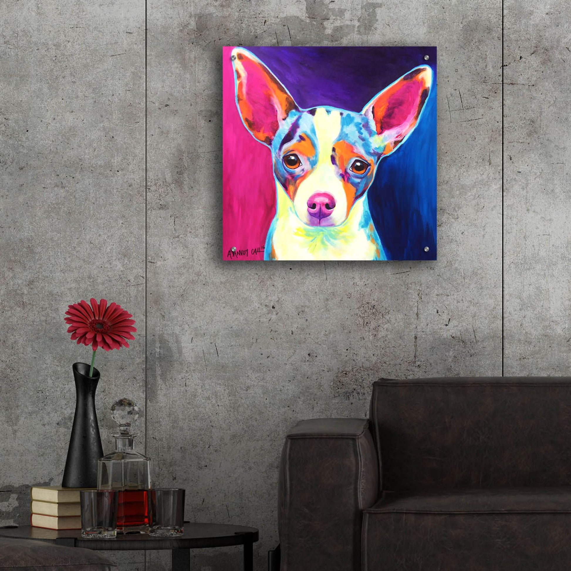 Epic Art 'Chihuahua - Brady 2 by Dawg Painter, Acrylic Glass Wall Art,24x24