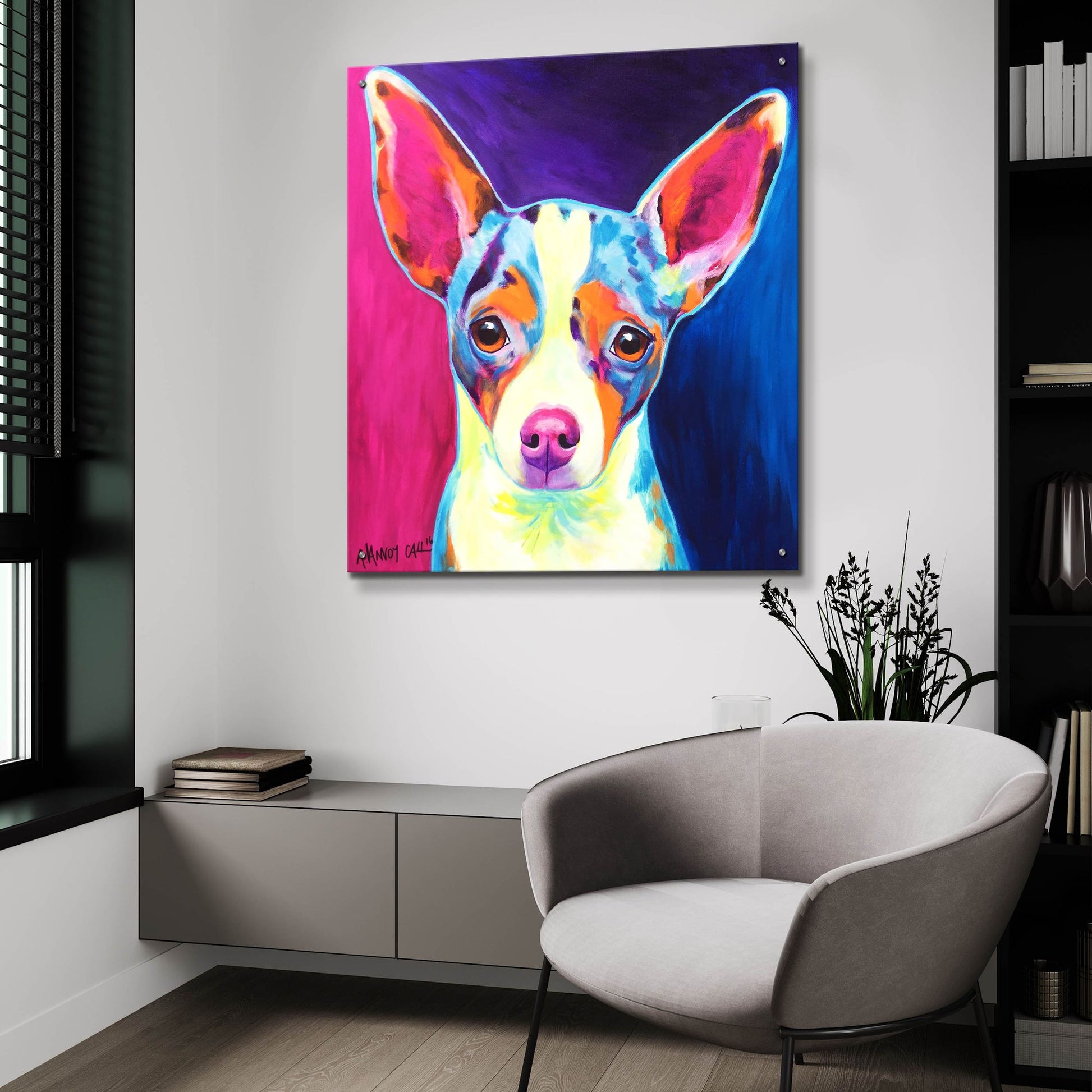 Epic Art 'Chihuahua - Brady 2 by Dawg Painter, Acrylic Glass Wall Art,36x36