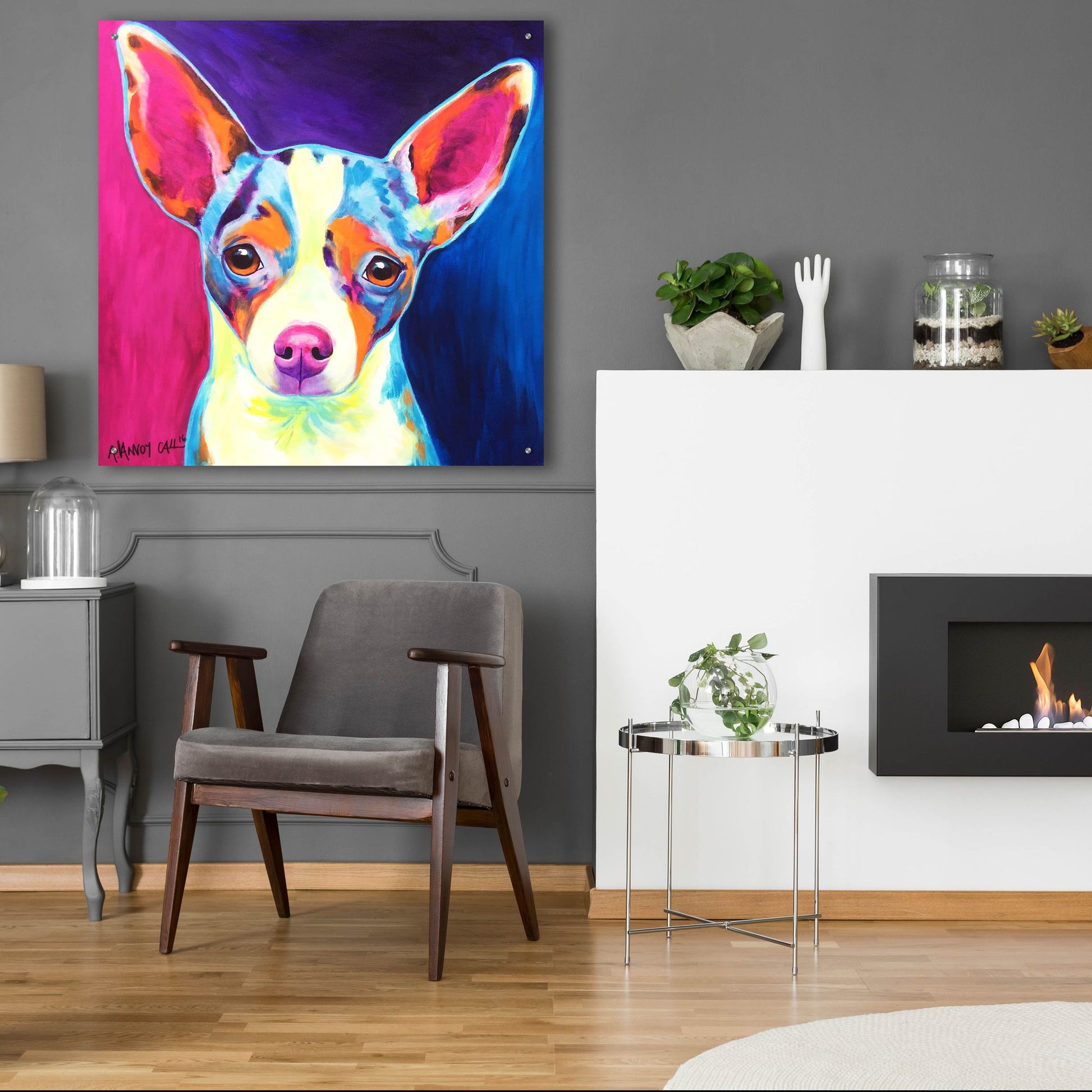 Epic Art 'Chihuahua - Brady 2 by Dawg Painter, Acrylic Glass Wall Art,36x36