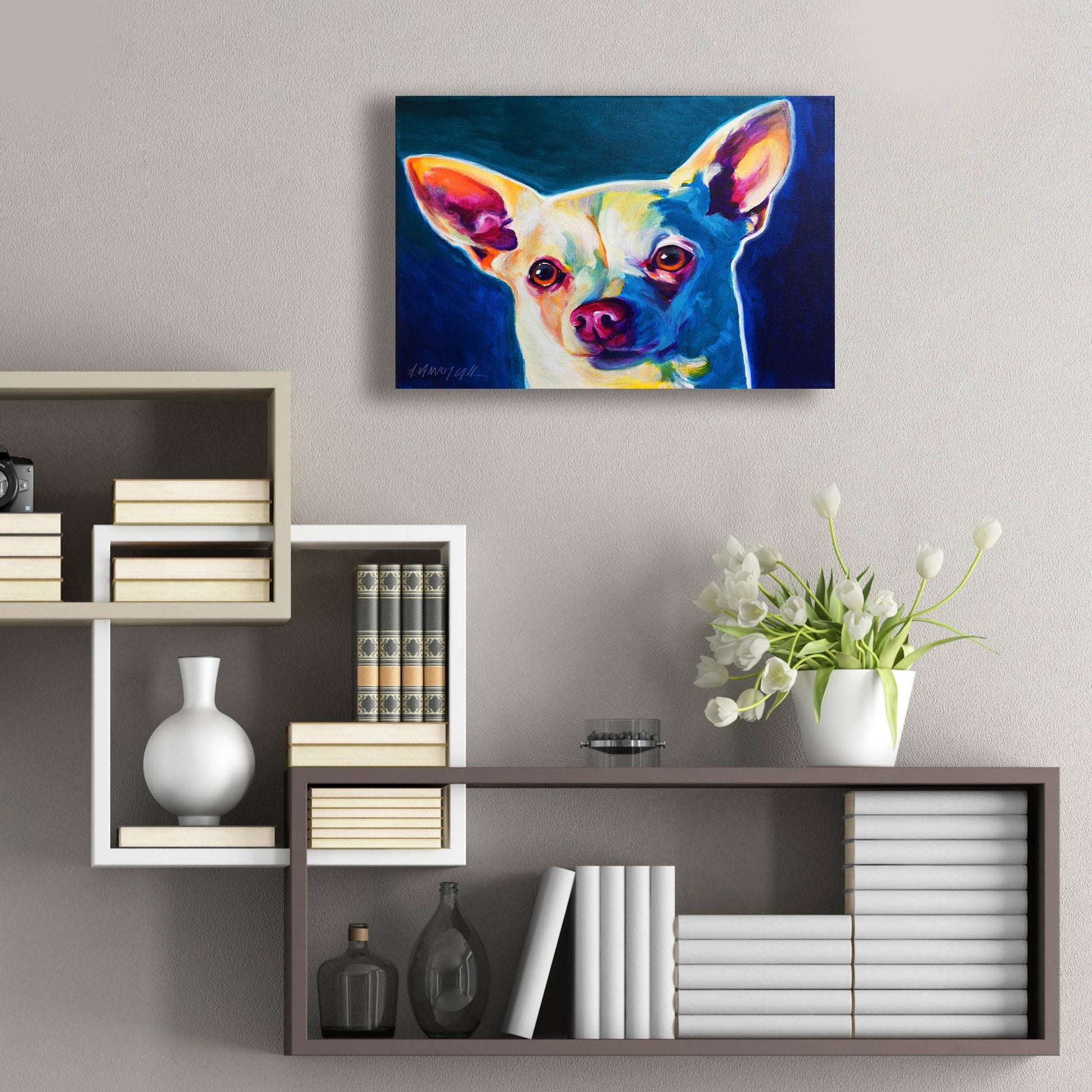 Epic Art 'Chihuahua - Coco 2 by Dawg Painter, Acrylic Glass Wall Art,24x16