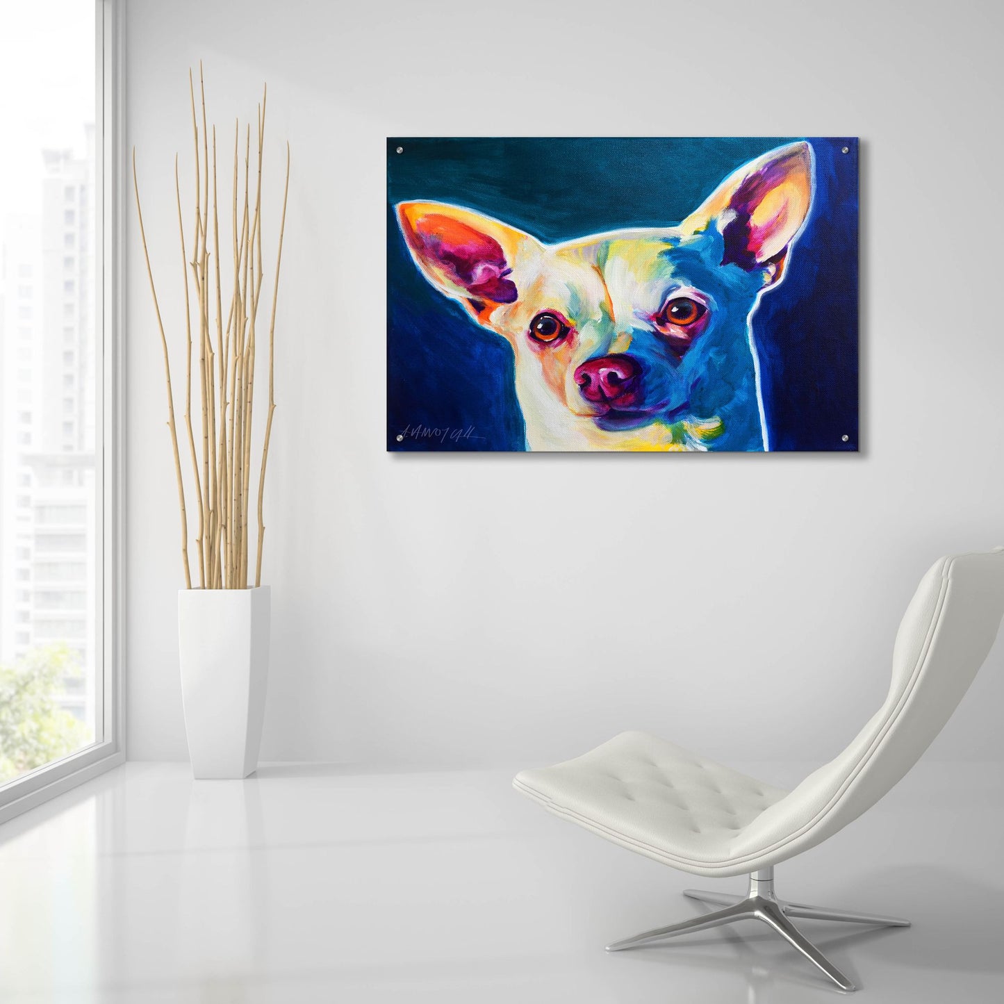 Epic Art 'Chihuahua - Coco 2 by Dawg Painter, Acrylic Glass Wall Art,36x24