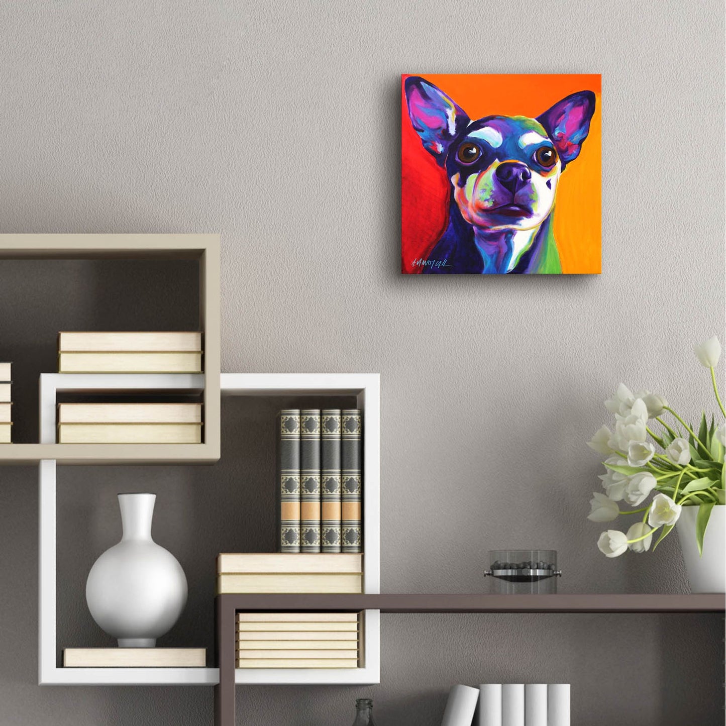 Epic Art 'Chihuahua - Dolce 2 by Dawg Painter, Acrylic Glass Wall Art,12x12