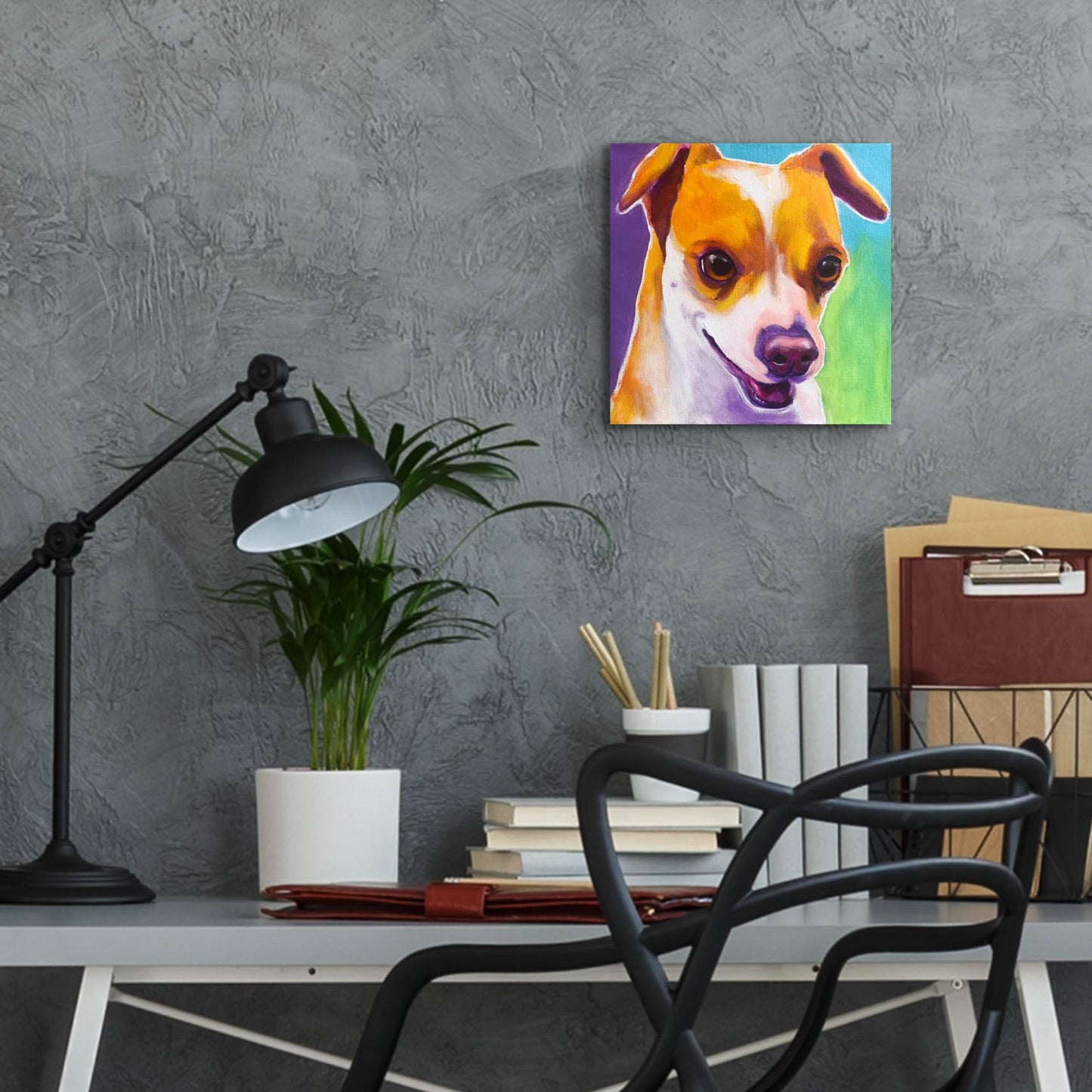 Epic Art 'Chihuahua - Duncan2 by Dawg Painter, Acrylic Glass Wall Art,12x12