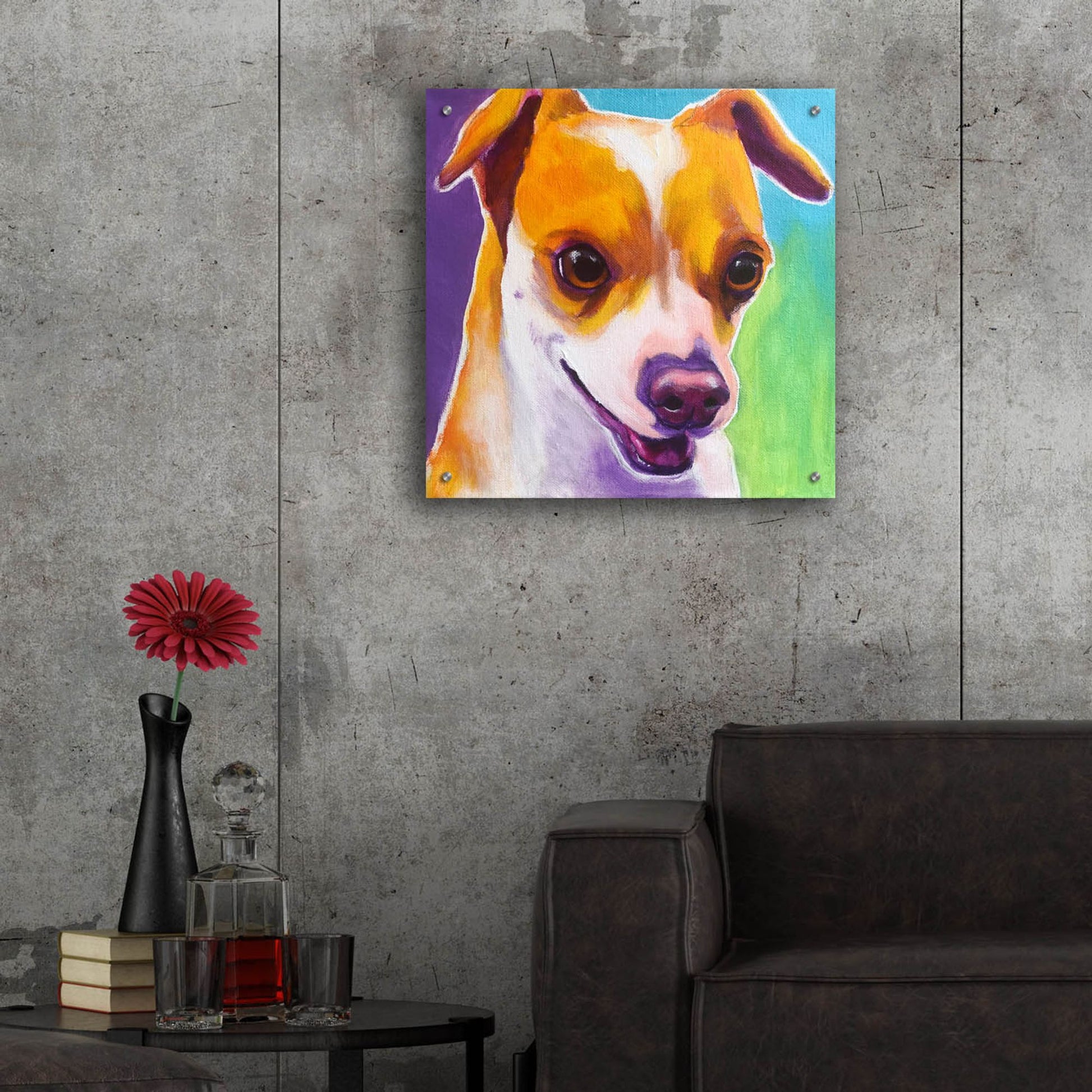 Epic Art 'Chihuahua - Duncan2 by Dawg Painter, Acrylic Glass Wall Art,24x24