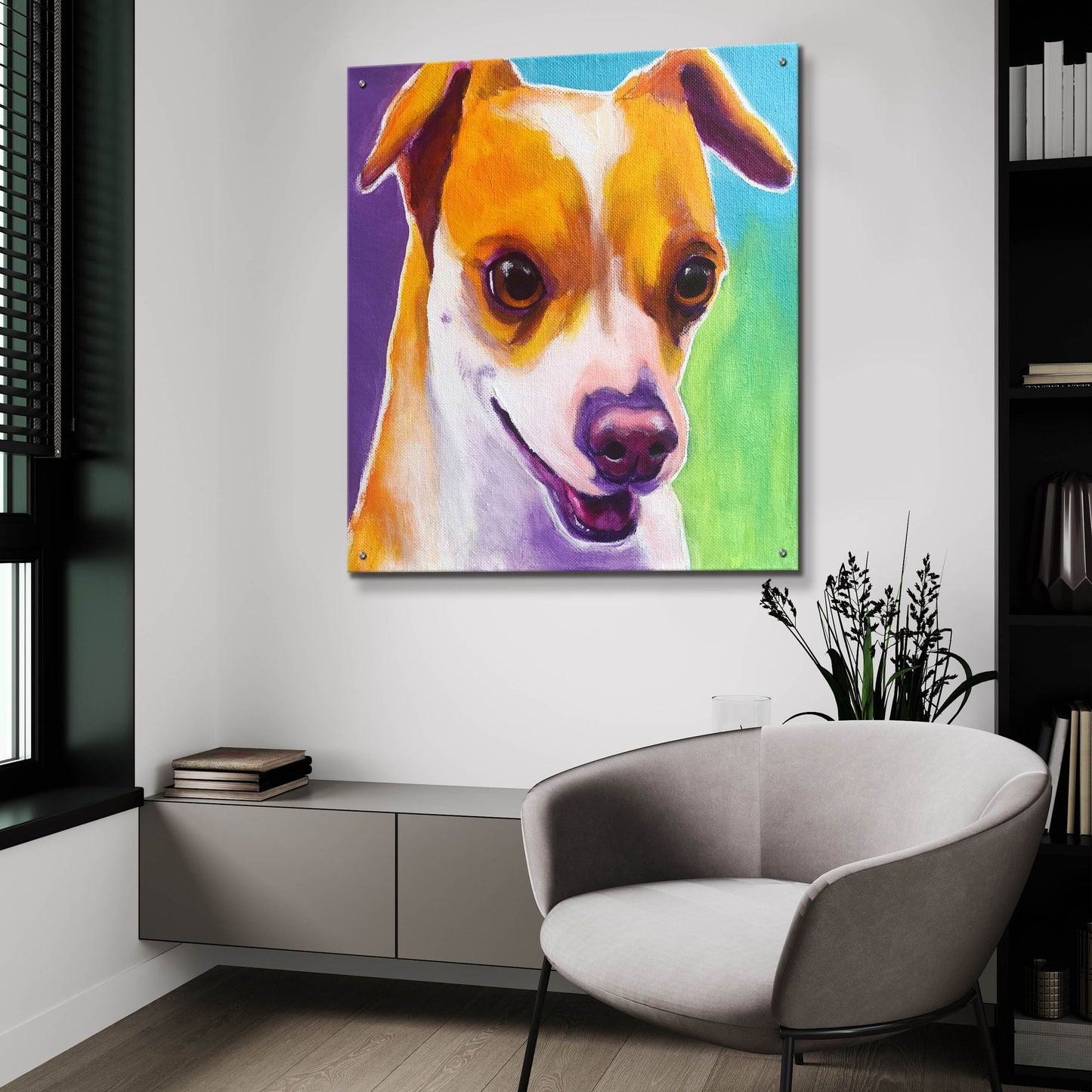 Epic Art 'Chihuahua - Duncan2 by Dawg Painter, Acrylic Glass Wall Art,36x36