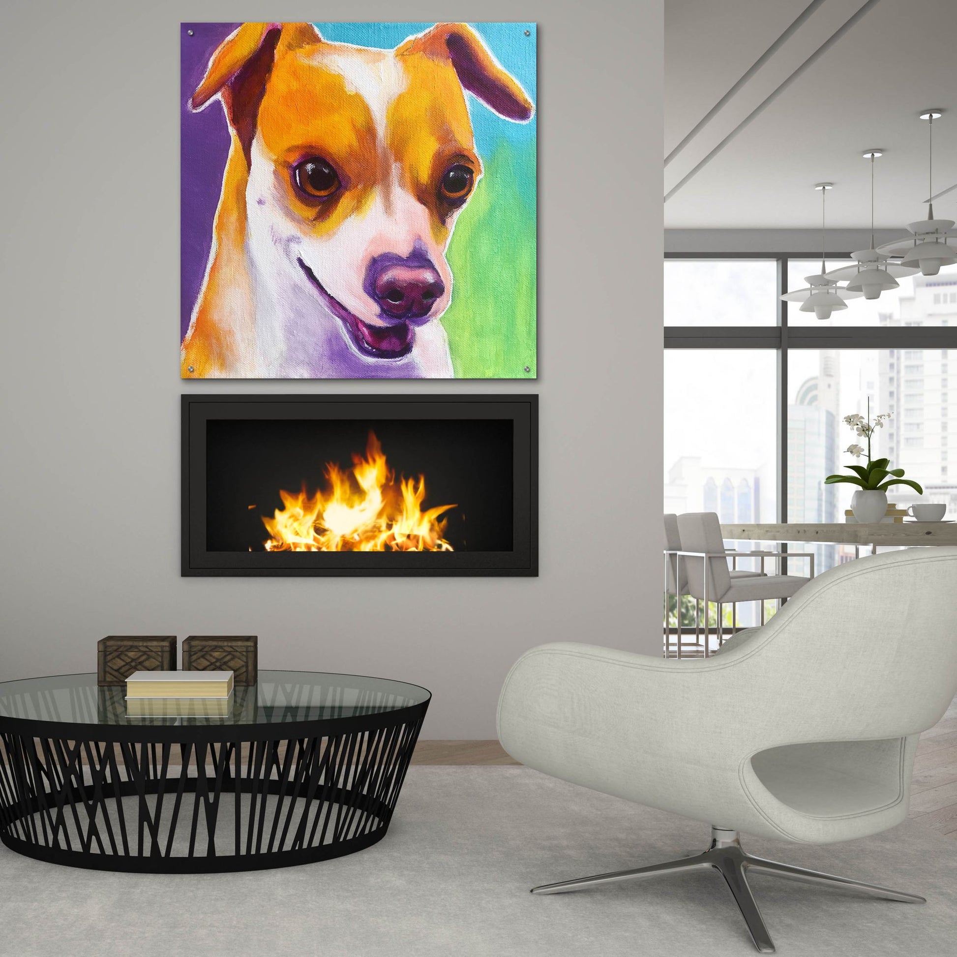 Epic Art 'Chihuahua - Duncan2 by Dawg Painter, Acrylic Glass Wall Art,36x36