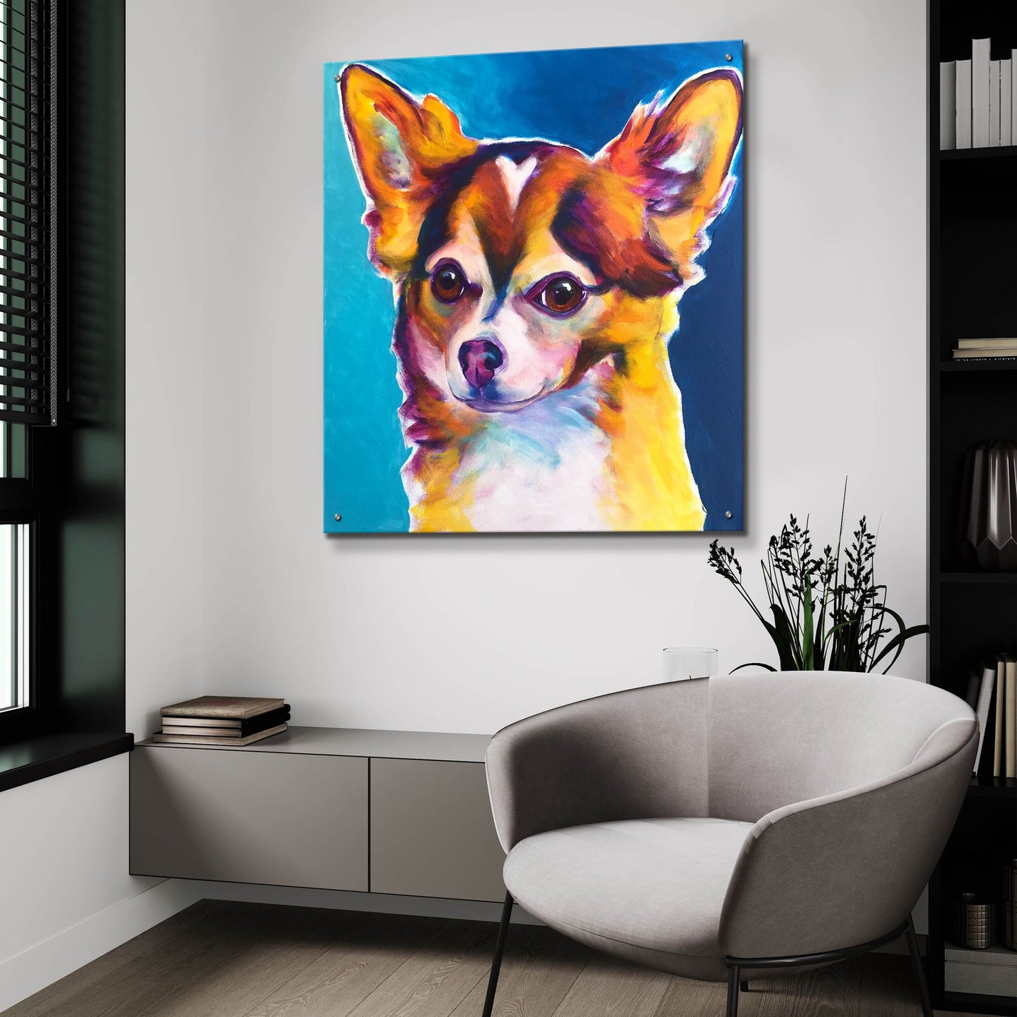 Epic Art 'Chihuahua - Honey2 by Dawg Painter, Acrylic Glass Wall Art,36x36