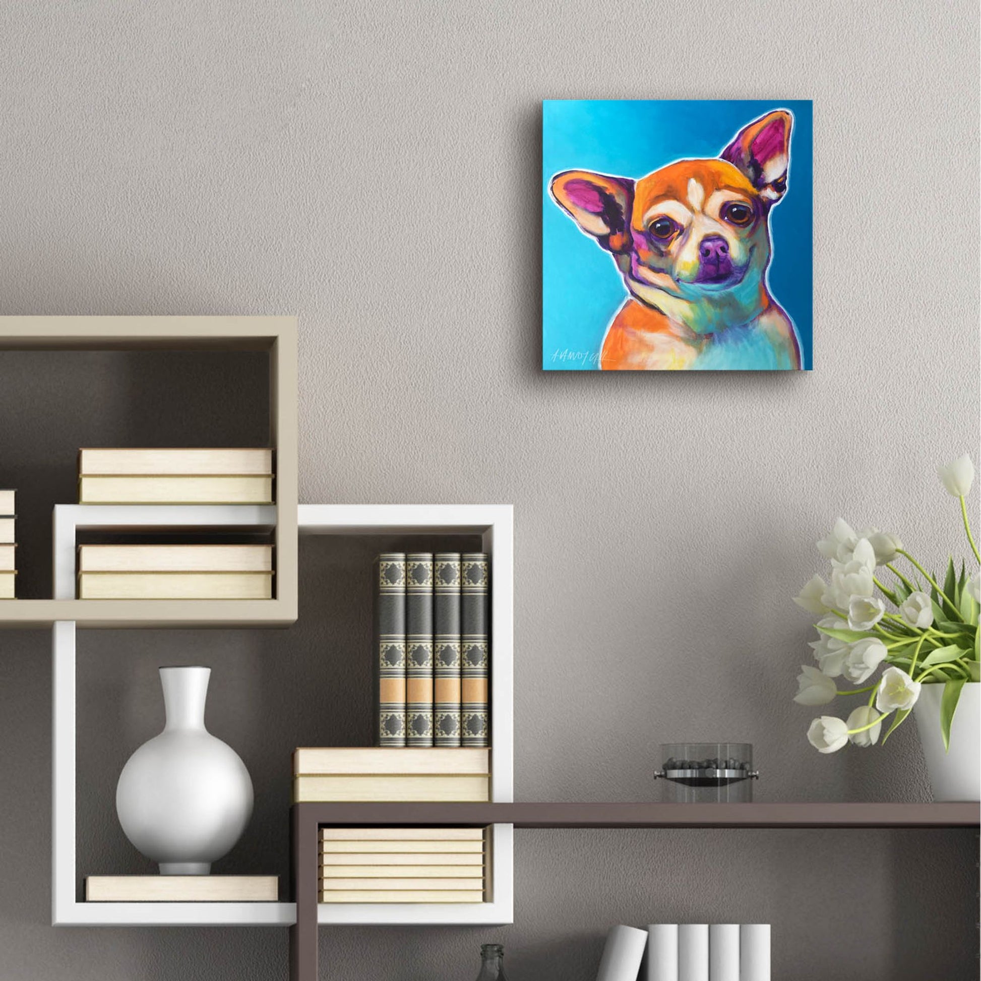 Epic Art 'Chihuahua - Starr2 by Dawg Painter, Acrylic Glass Wall Art,12x12