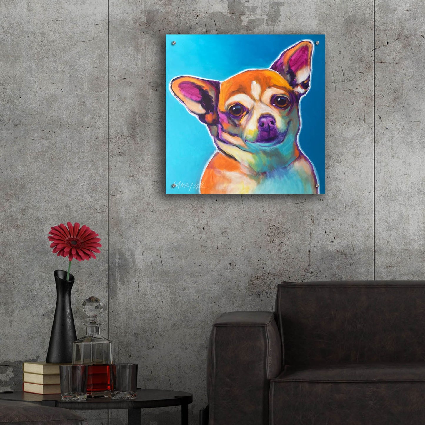 Epic Art 'Chihuahua - Starr2 by Dawg Painter, Acrylic Glass Wall Art,24x24