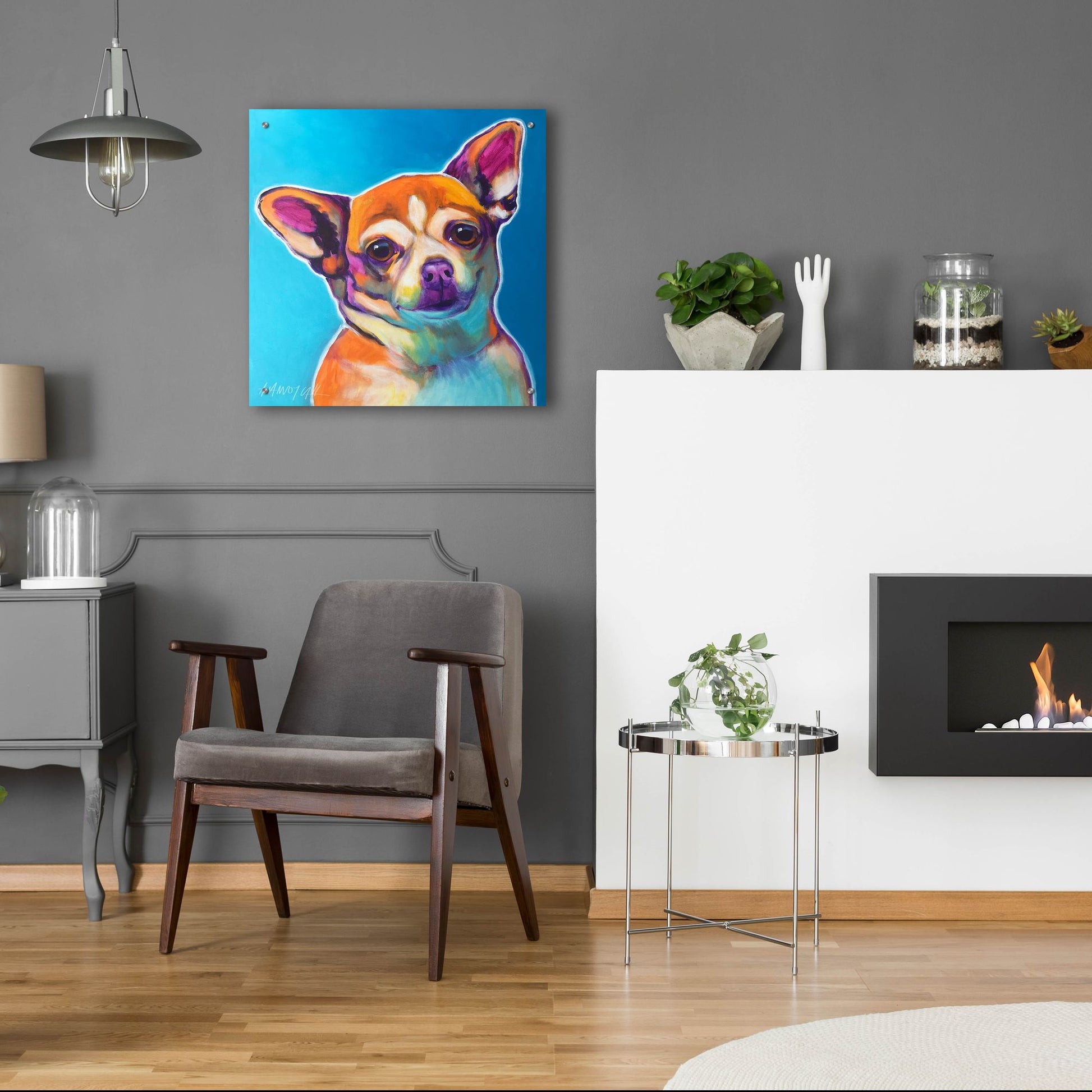 Epic Art 'Chihuahua - Starr2 by Dawg Painter, Acrylic Glass Wall Art,24x24