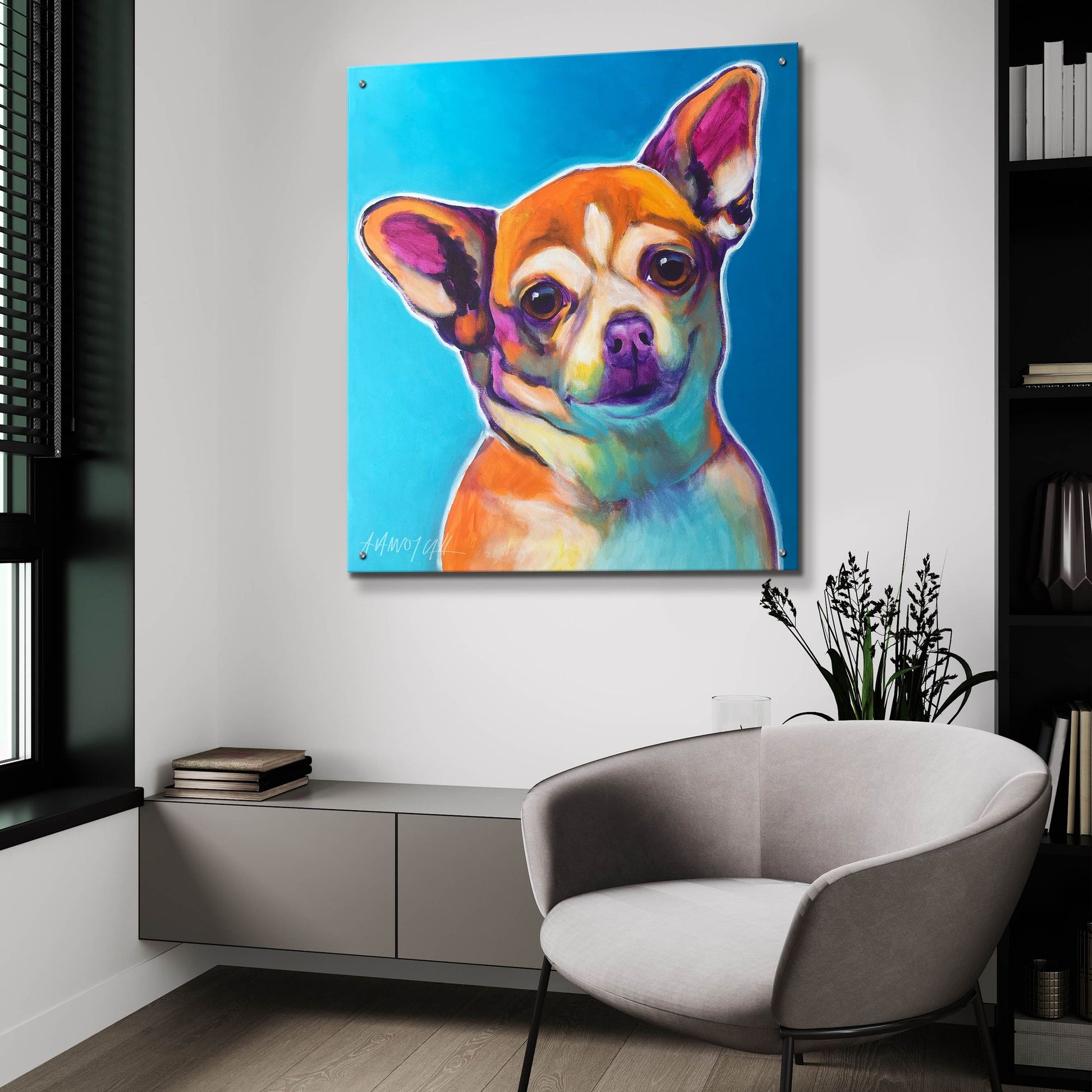 Epic Art 'Chihuahua - Starr2 by Dawg Painter, Acrylic Glass Wall Art,36x36